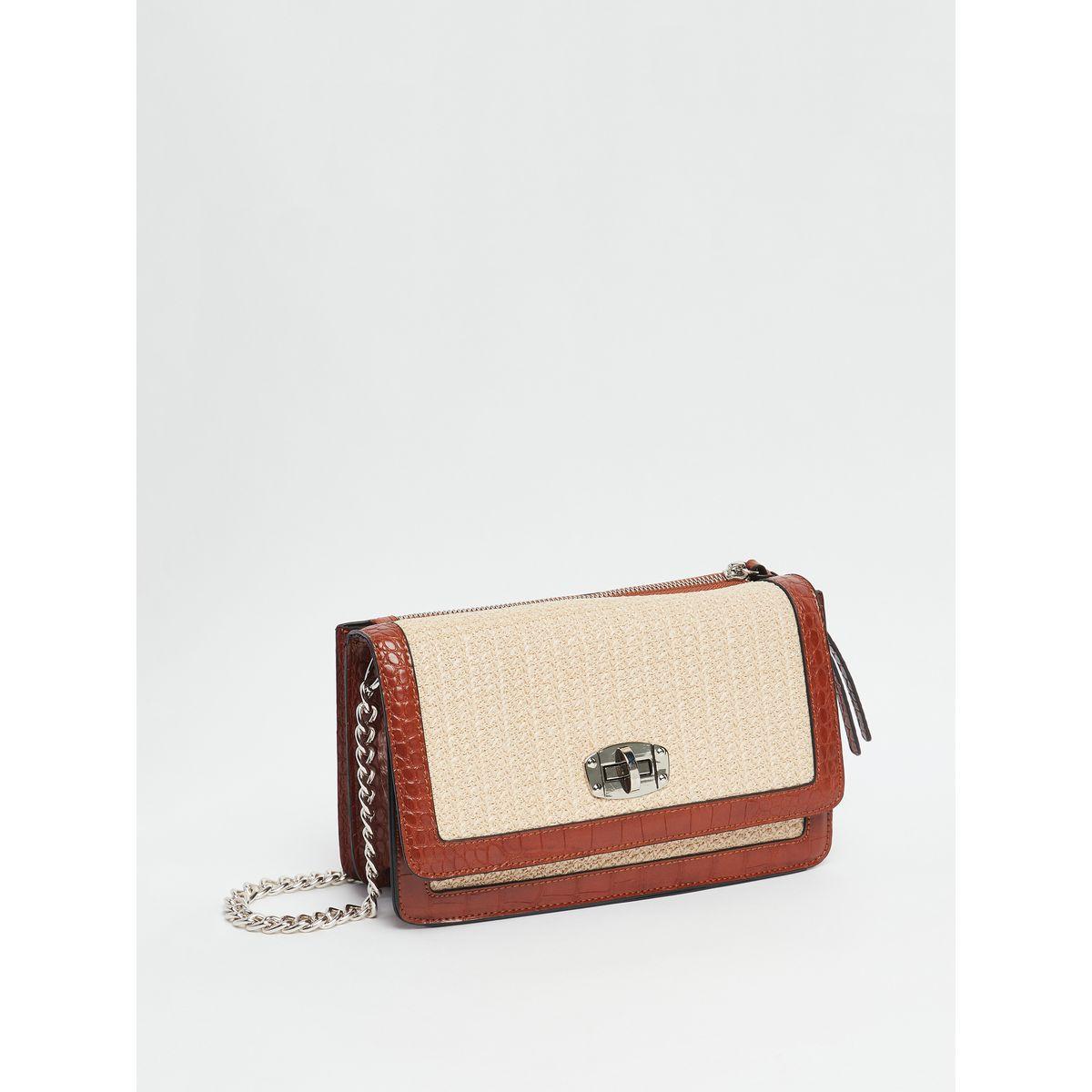 Styli Textured Flap Crossbody Bag with Twist Closure-women-bagsandwallets-handbags-image-1