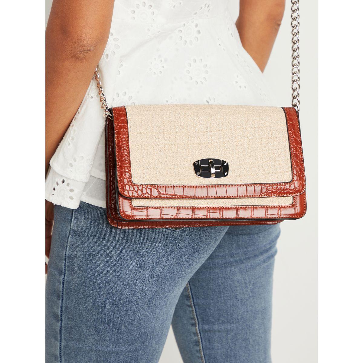 Styli Textured Flap Crossbody Bag with Twist Closure-women-bagsandwallets-handbags-image-6