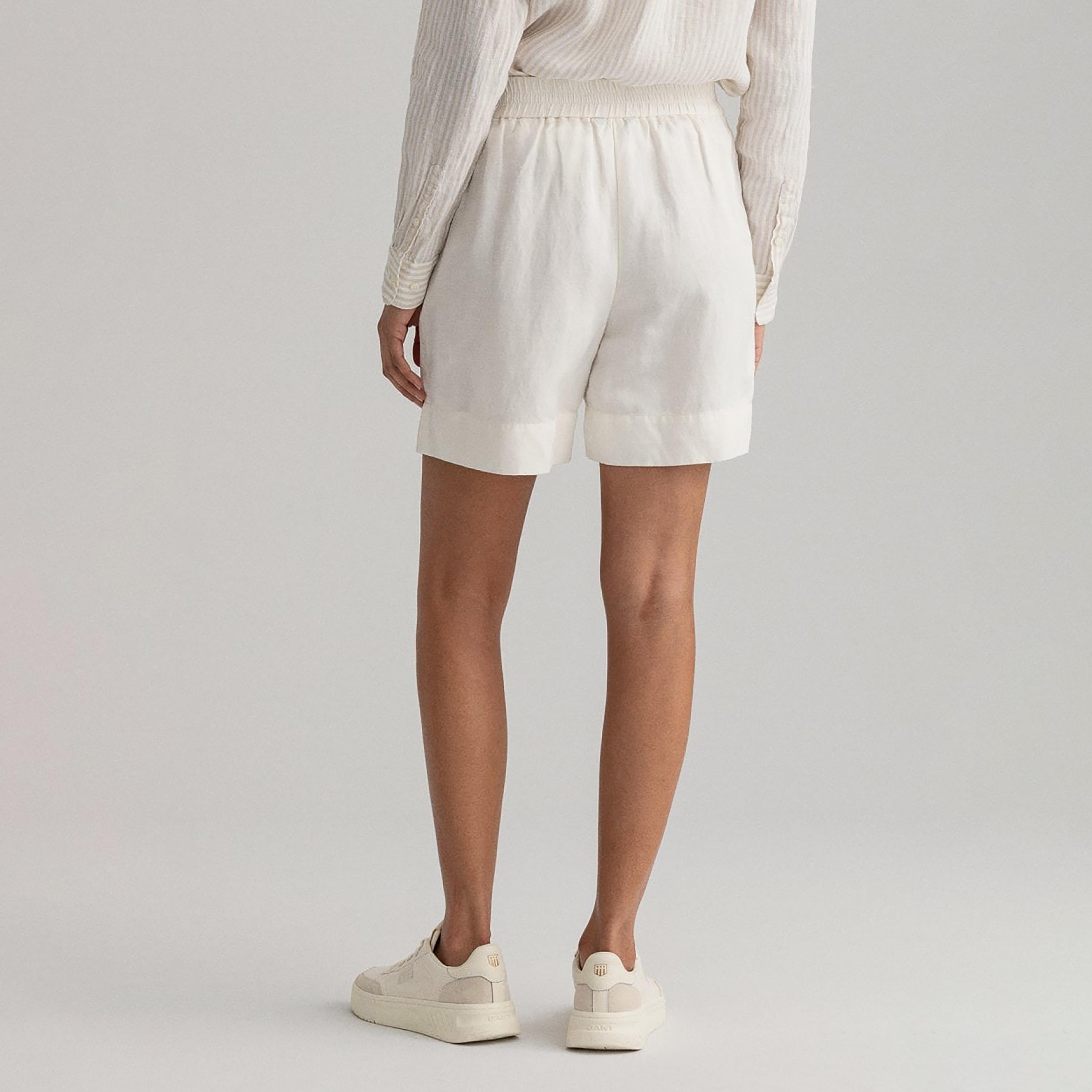 Gant Plain Mid-Rise Elasticated Waist Shorts-women-clothing-bottoms-shorts-image-4
