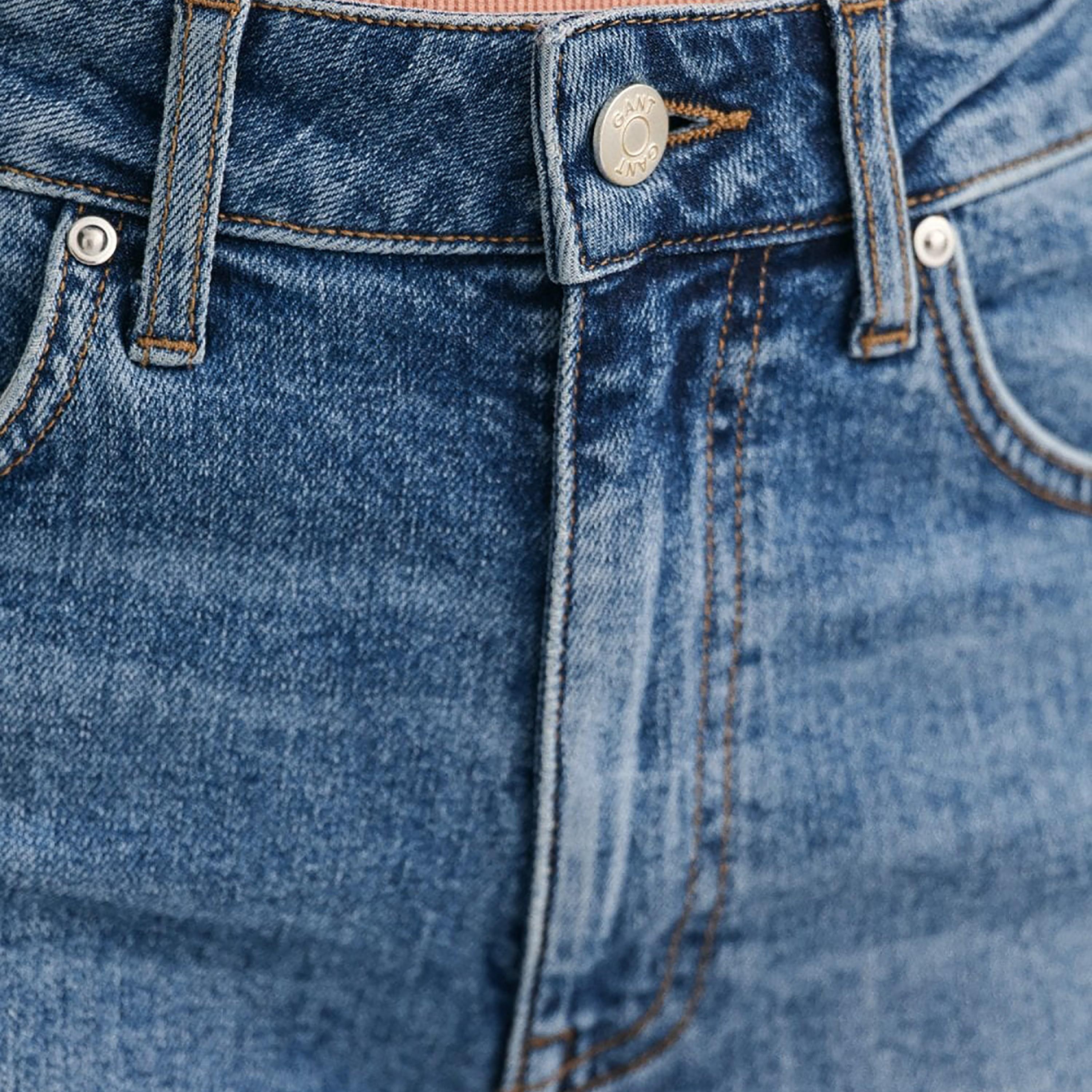 Gant Plain Mid-Rise Buttoned Denim Shorts-women-clothing-bottoms-shorts-image-3