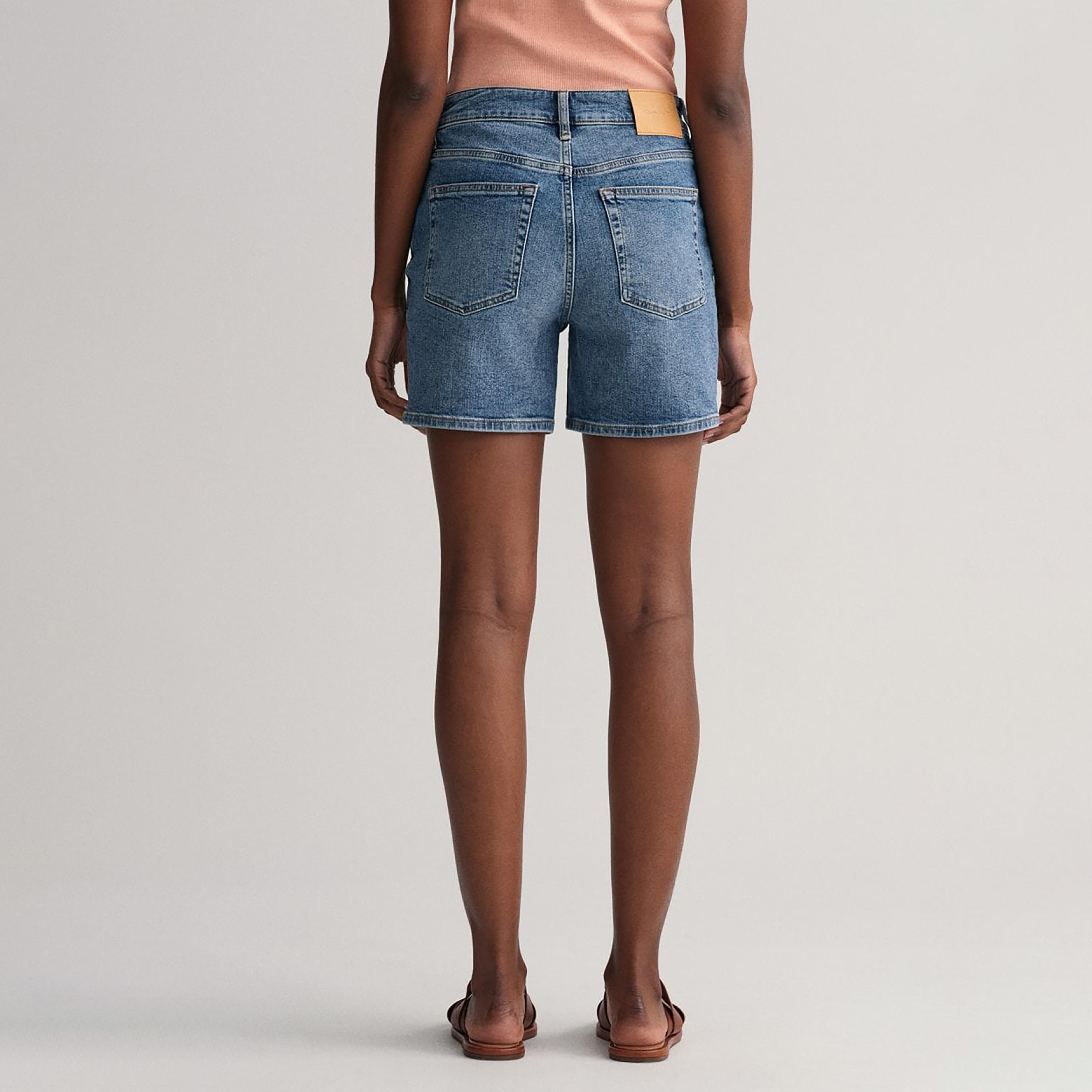 Gant Plain Mid-Rise Buttoned Denim Shorts-women-clothing-bottoms-shorts-image-4