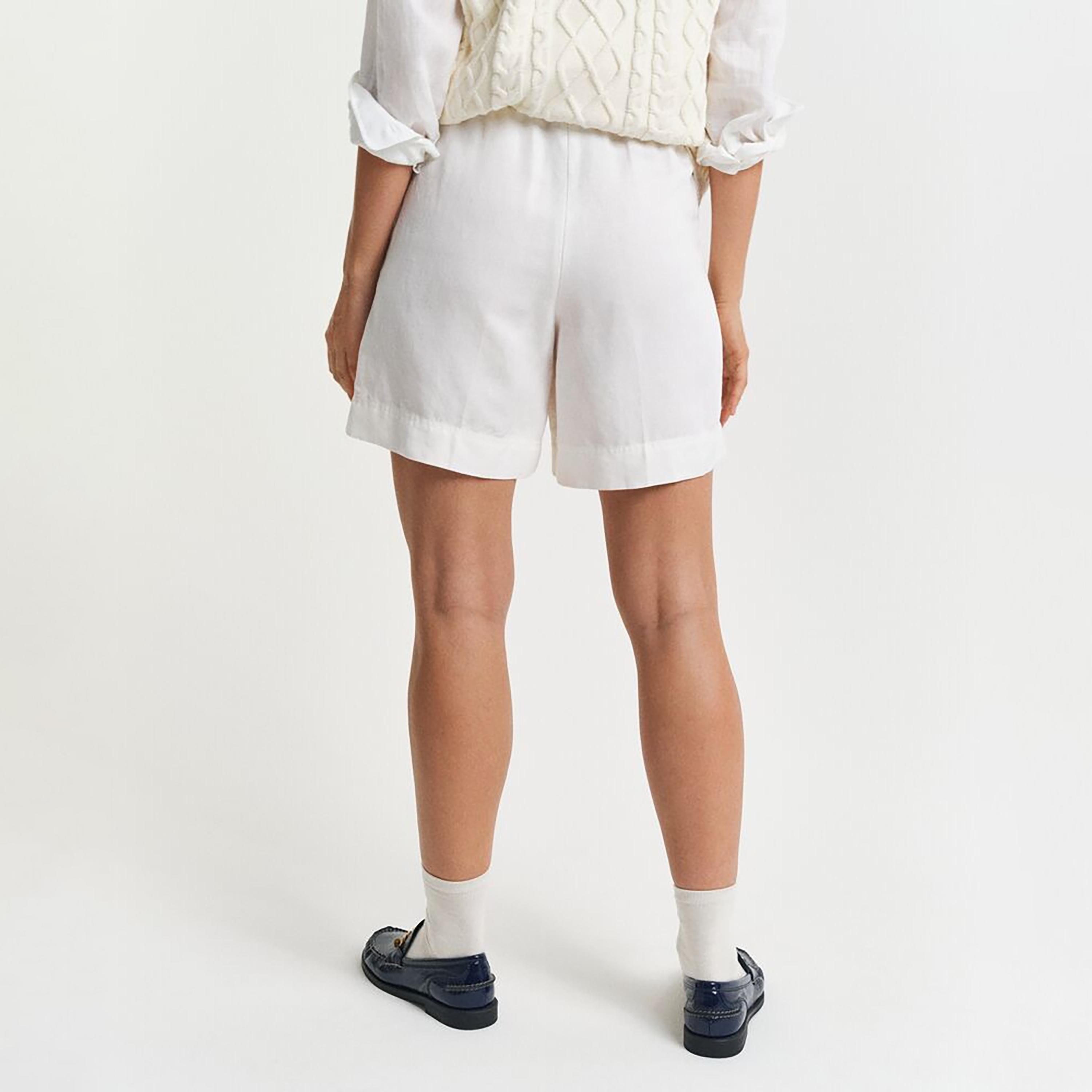 Gant Plain Mid Rise Elasticated Waist Women's Shorts-women-clothing-bottoms-shorts-image-4