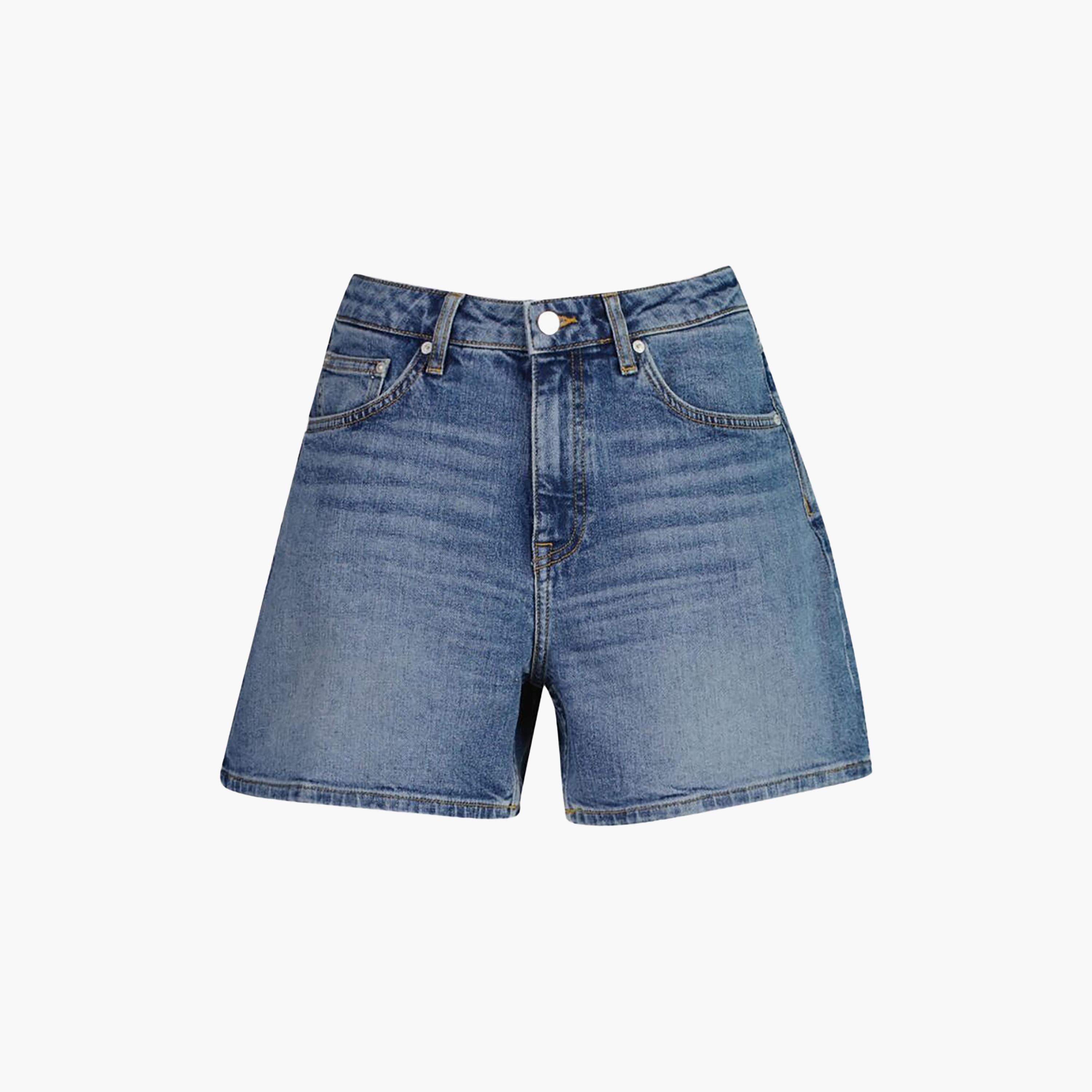 Gant Plain Mid Rise Button Closure Women's Denim Shorts-women-clothing-bottoms-shorts-image-6