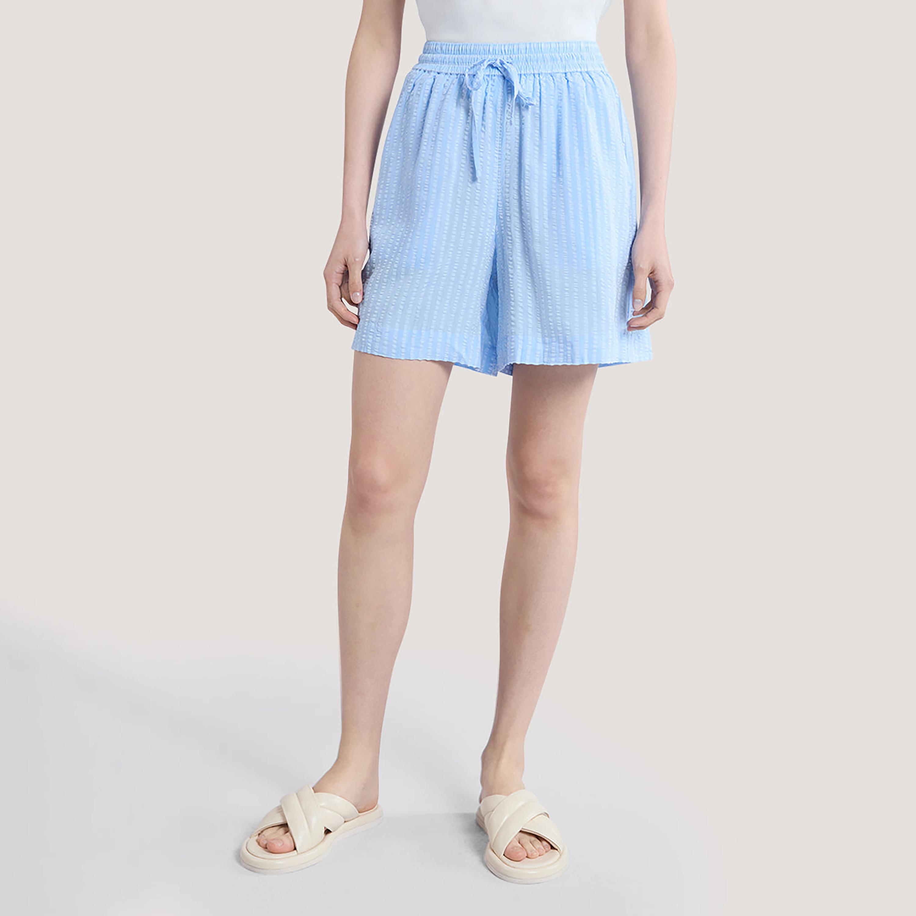 Gant Striped Seersucker Mid Rise Drawstring Waist Women's Shorts-women-clothing-bottoms-shorts-image-1