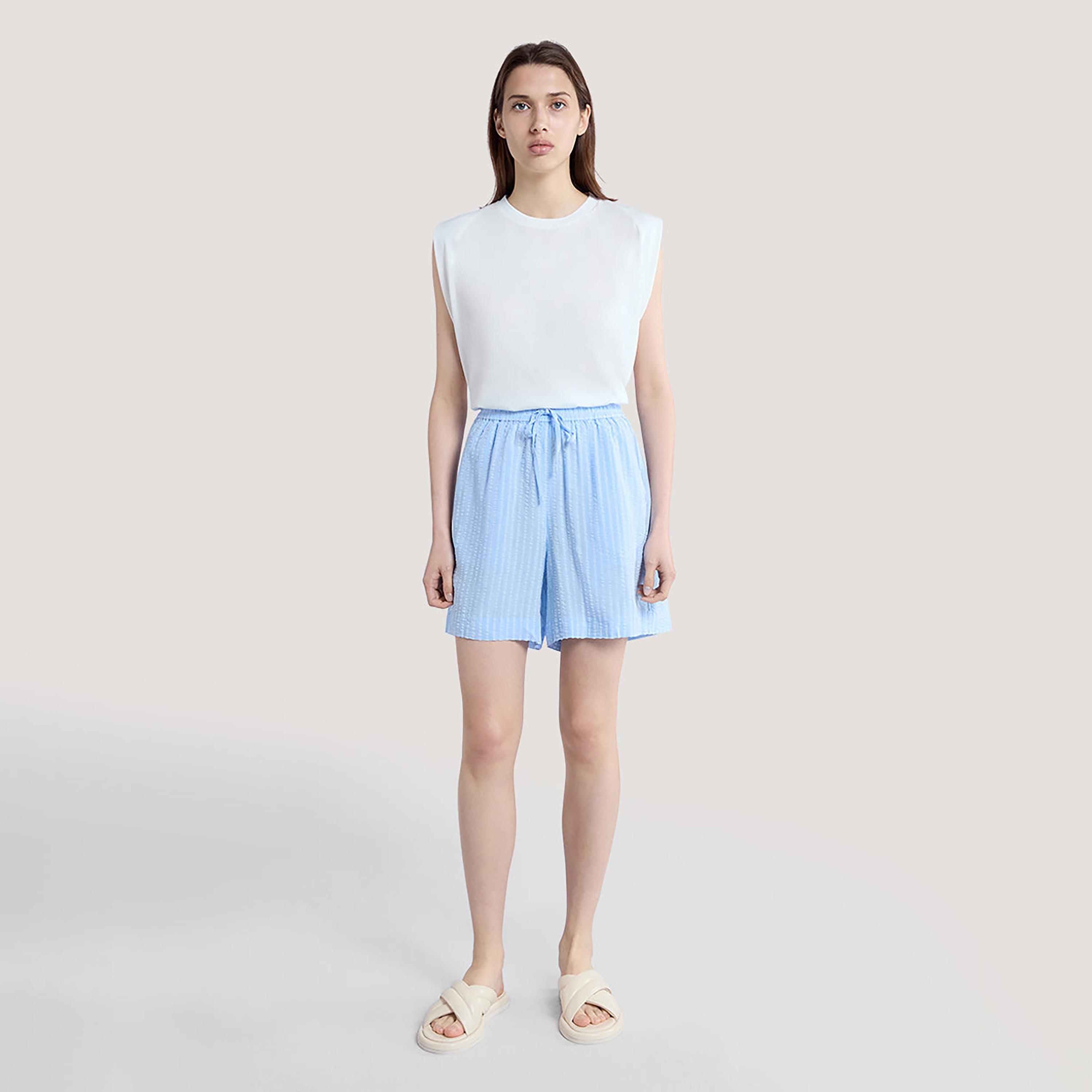 Gant Striped Seersucker Mid Rise Drawstring Waist Women's Shorts-women-clothing-bottoms-shorts-image-2