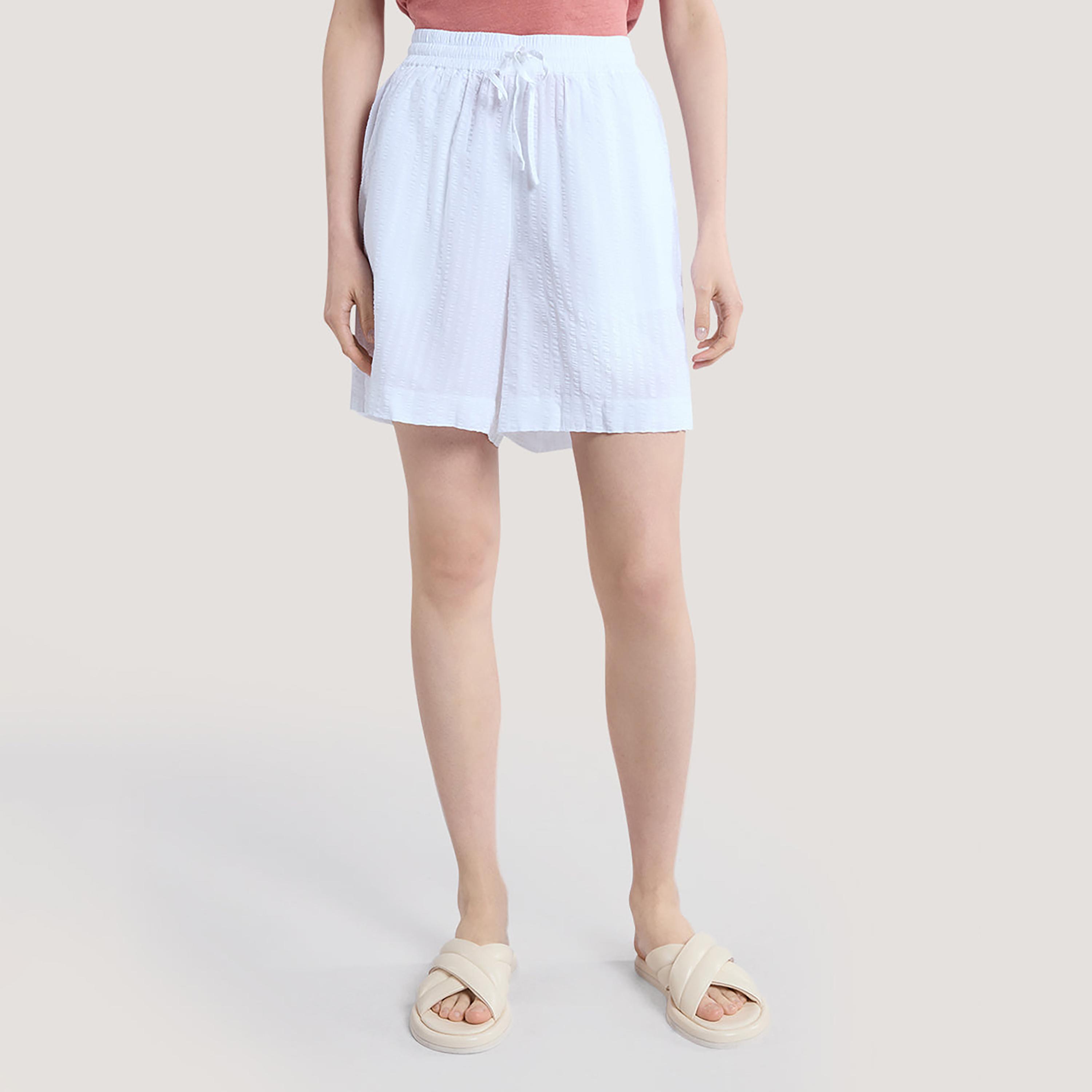 Gant Striped Seersucker Mid Rise Drawstring Waist Women's Shorts-women-clothing-bottoms-shorts-image-1