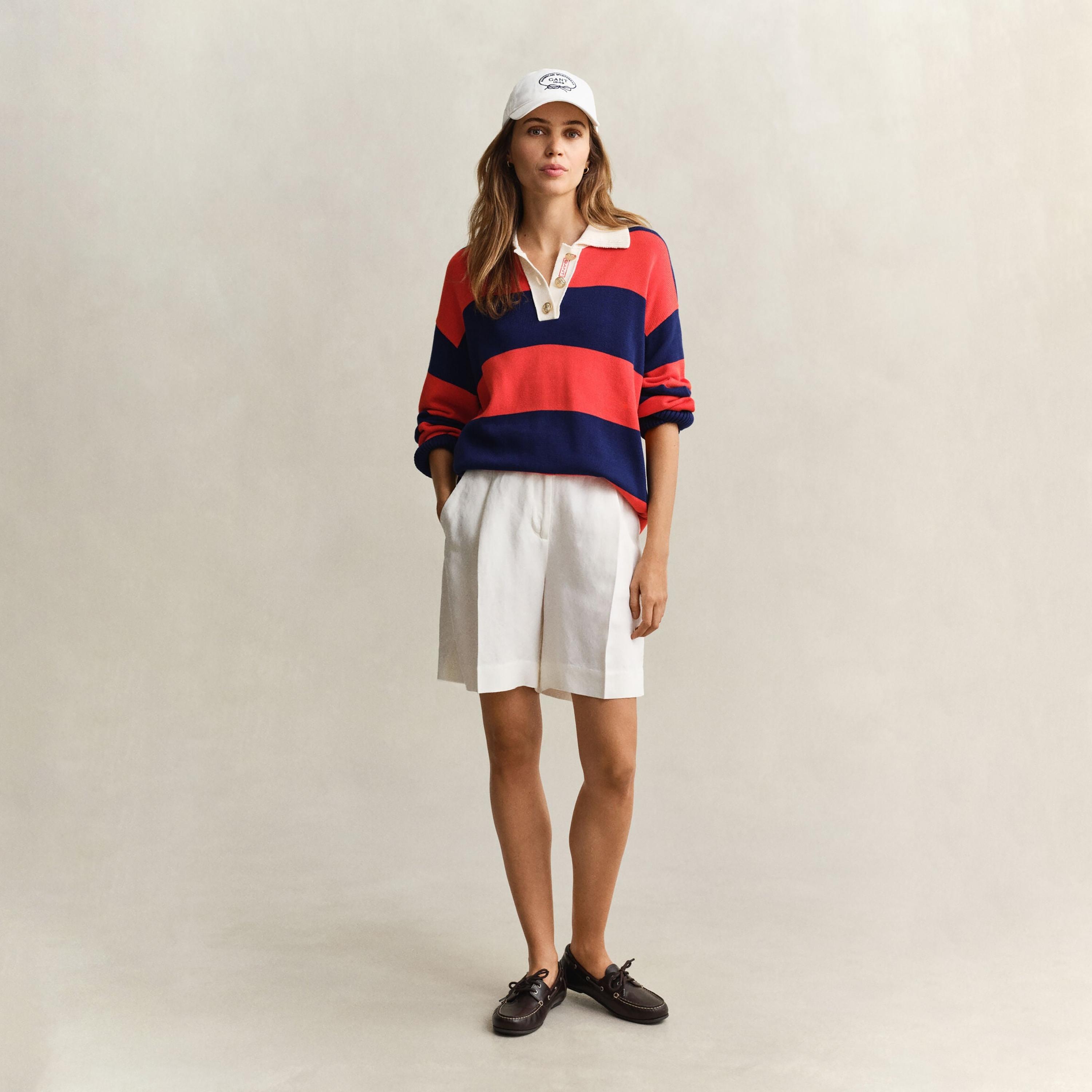 Gant Plain Mid Rise Zip Fly and Hook & Bar Closure Women' Shorts-women-clothing-bottoms-shorts-image-2