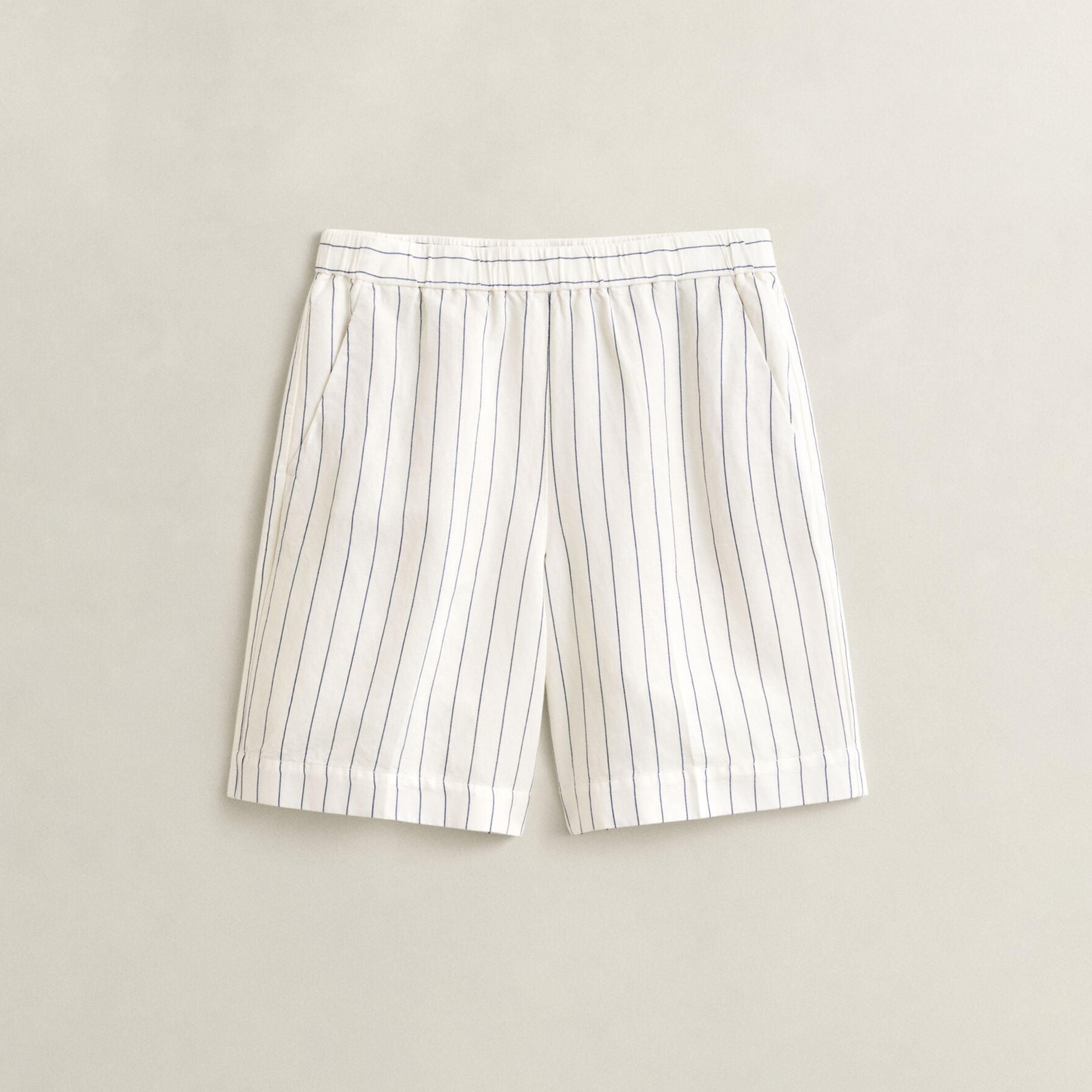 Gant Striped Mid Rise Elasticated Waist Women's Shorts-women-clothing-bottoms-shorts-image-5