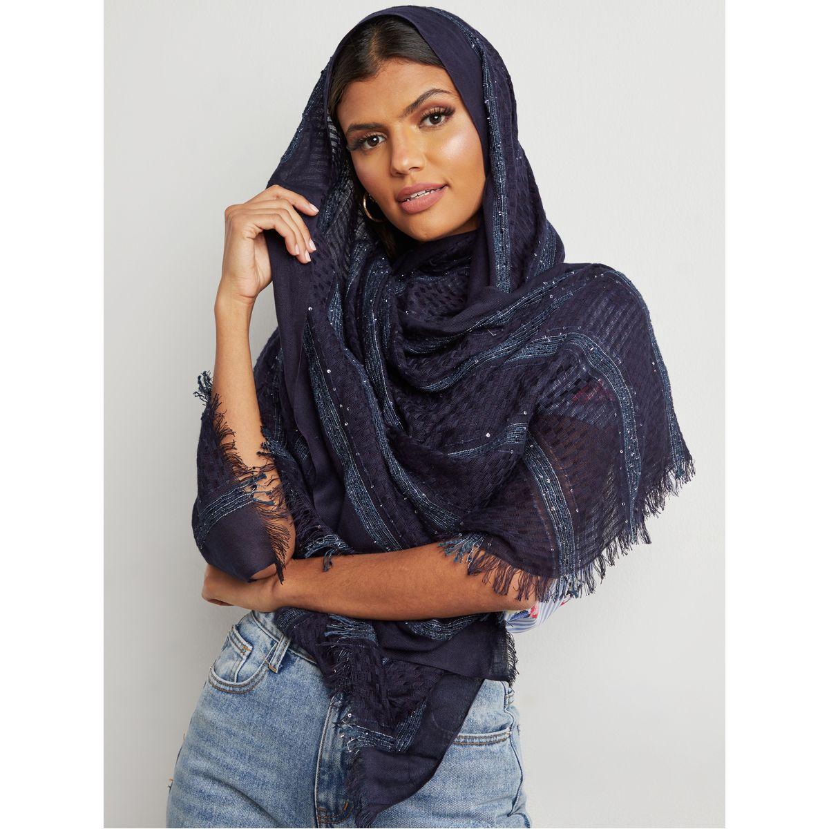 Styli Frayed Edge Embellished Scarf-women-winterwear-scarves-image-3