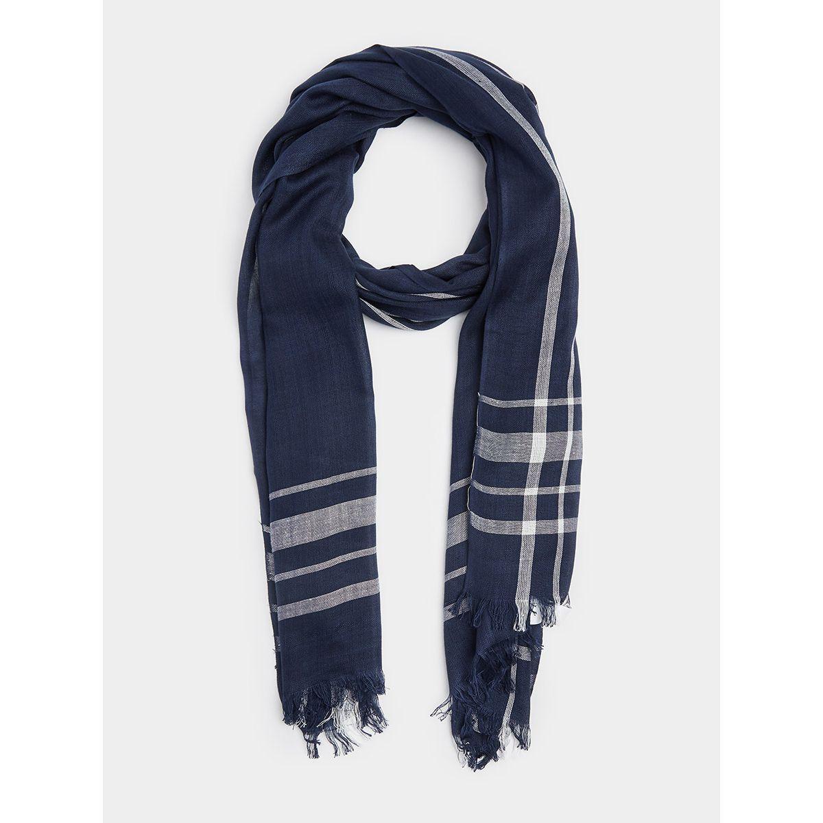 Styli Striped Border Frayed Edge Scarf-women-winterwear-scarves-image-1