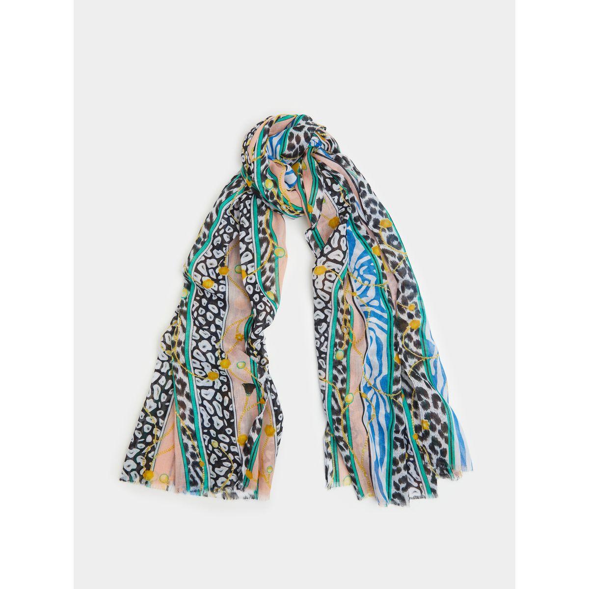 Styli Raw Edge Mix Printed Scarf-women-winterwear-scarves-image-1