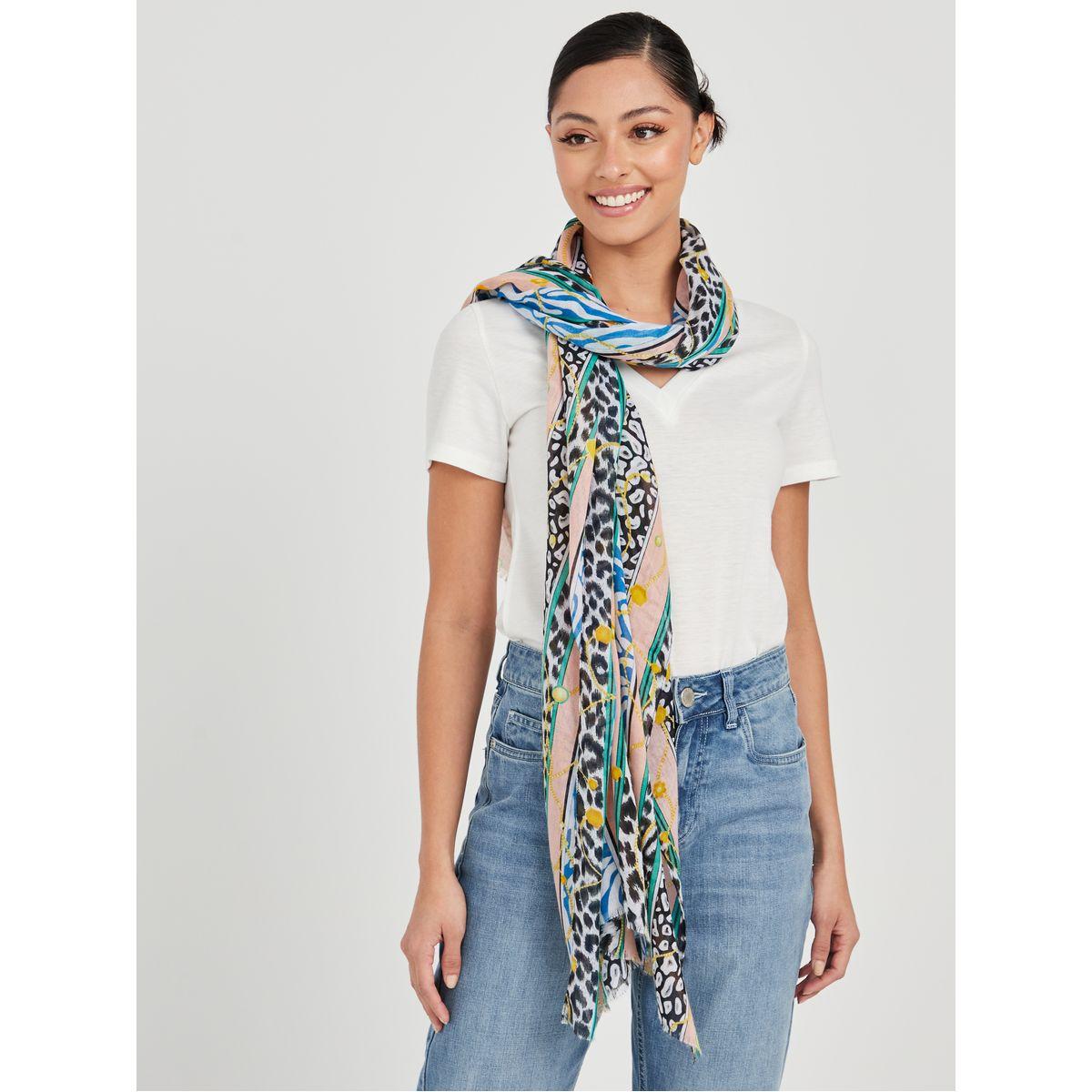 Styli Raw Edge Mix Printed Scarf-women-winterwear-scarves-image-2