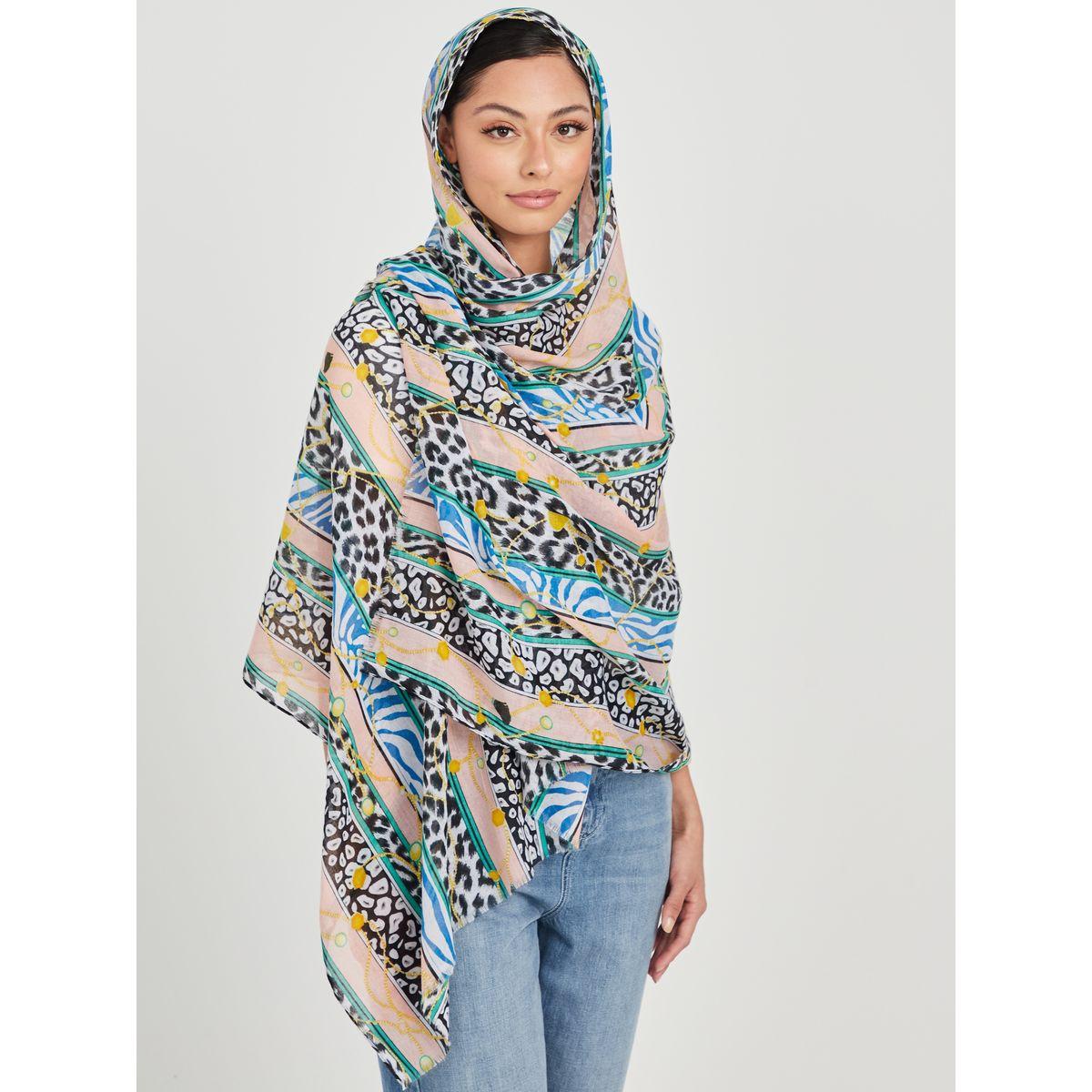 Styli Raw Edge Mix Printed Scarf-women-winterwear-scarves-image-3