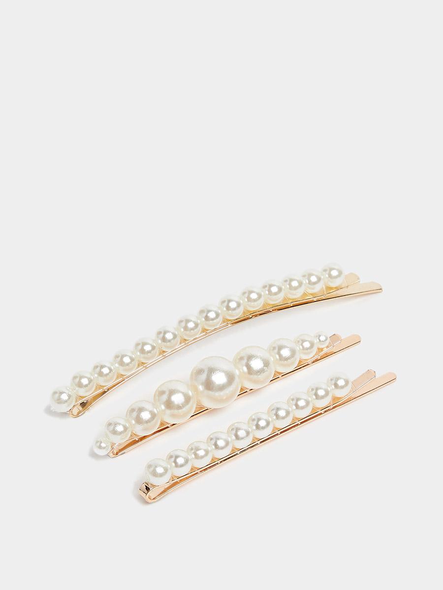 Styli Set of 3 - Faux Pearl Detail Hair Pin-women-hairaccessories-hairpins-image-1