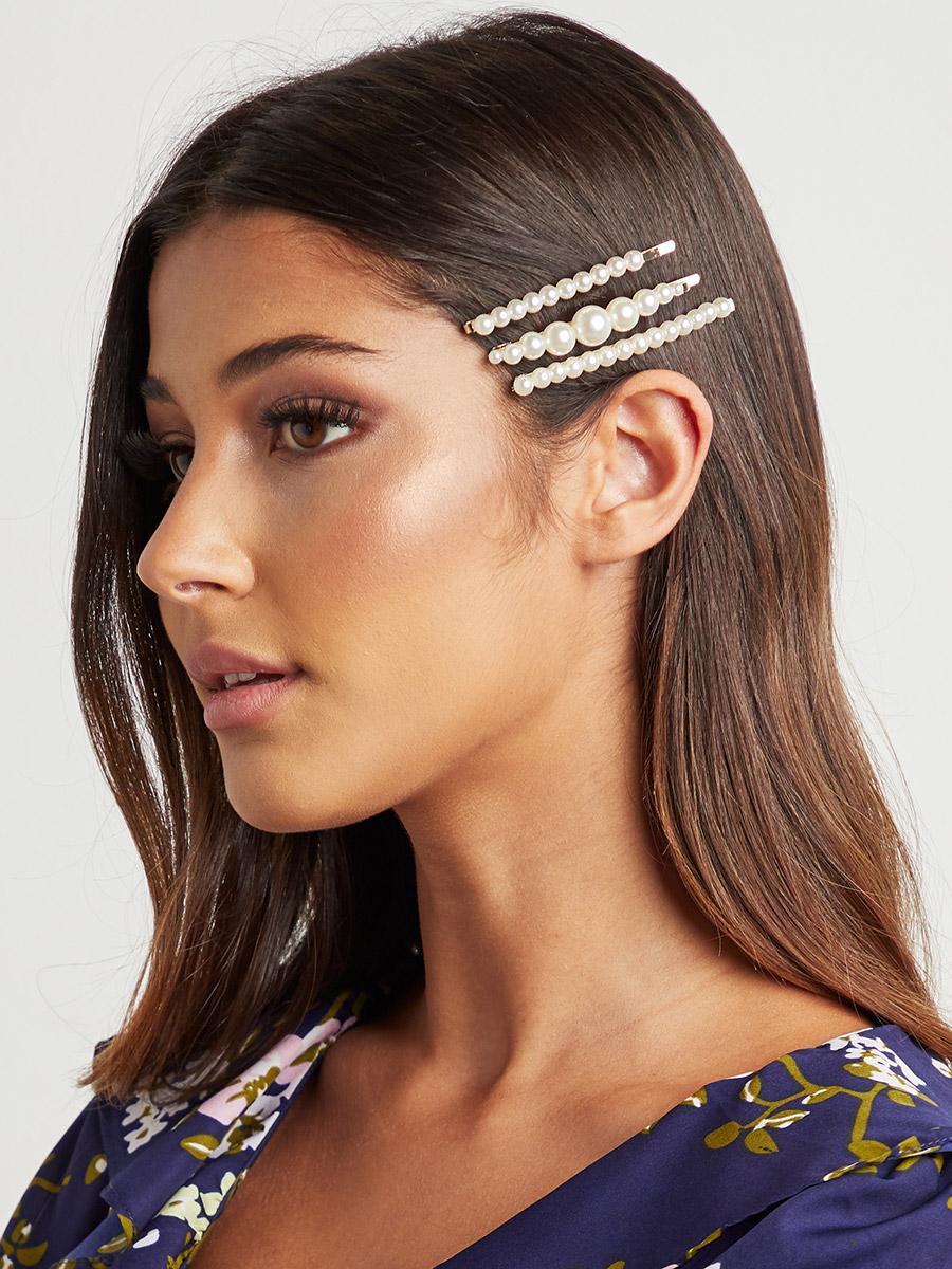 Styli Set of 3 - Faux Pearl Detail Hair Pin-women-hairaccessories-hairpins-image-2
