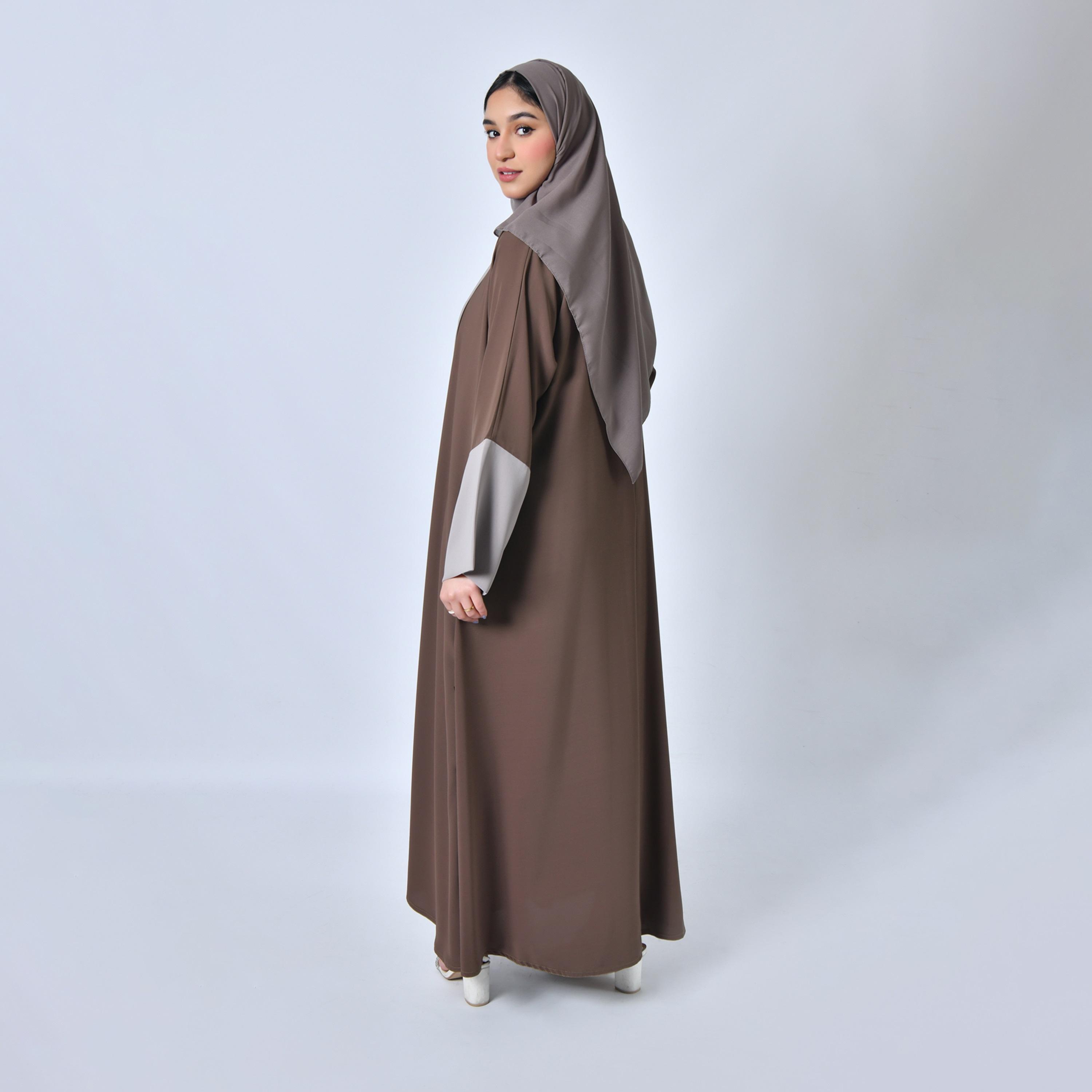 Hawraa Two Tone Abaya with Hijab-women-arabicclothing-abayas-image-4