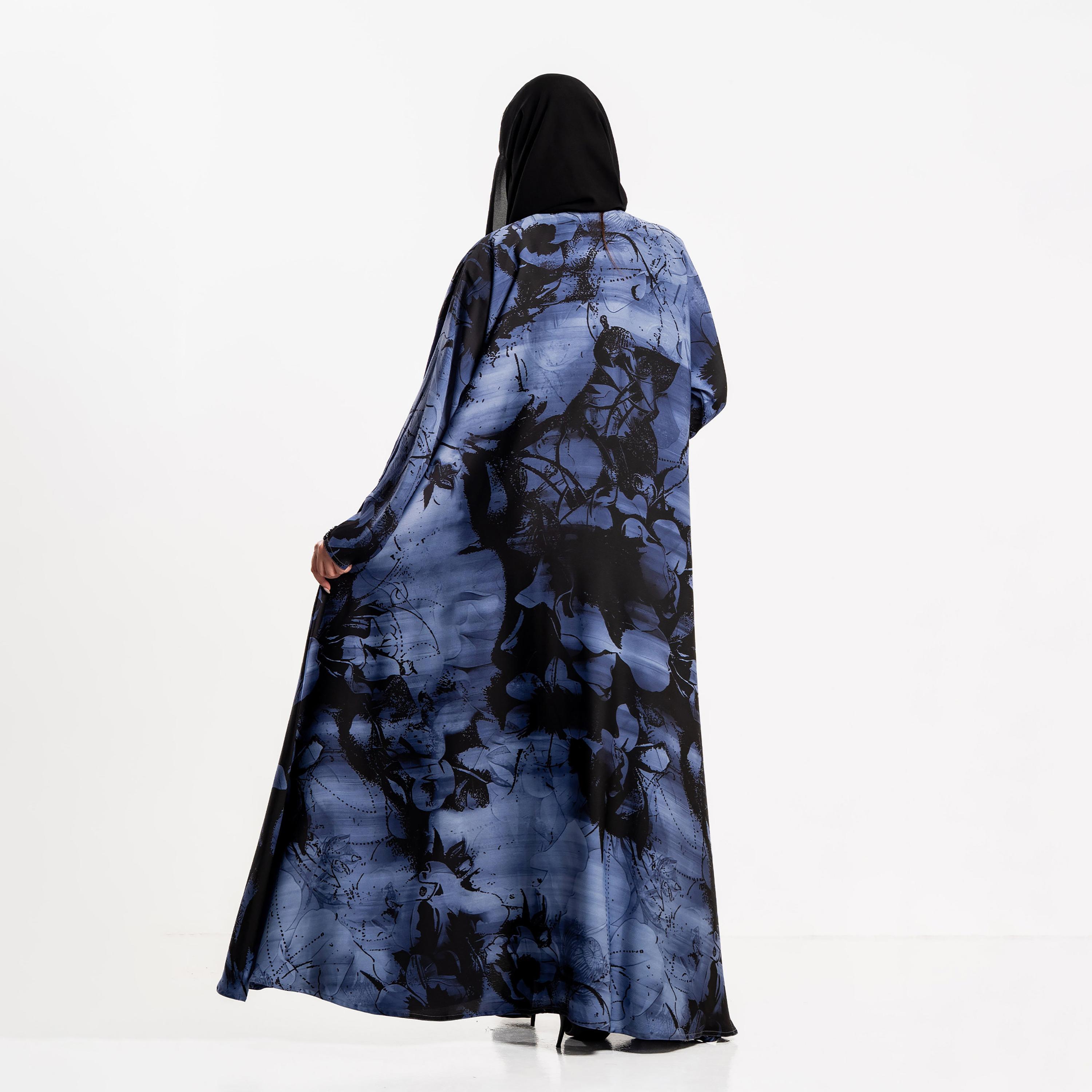 Zahiyh Floral Print Women's Flared Cloud Abaya with Hijab-women-arabicclothing-abayas-image-4