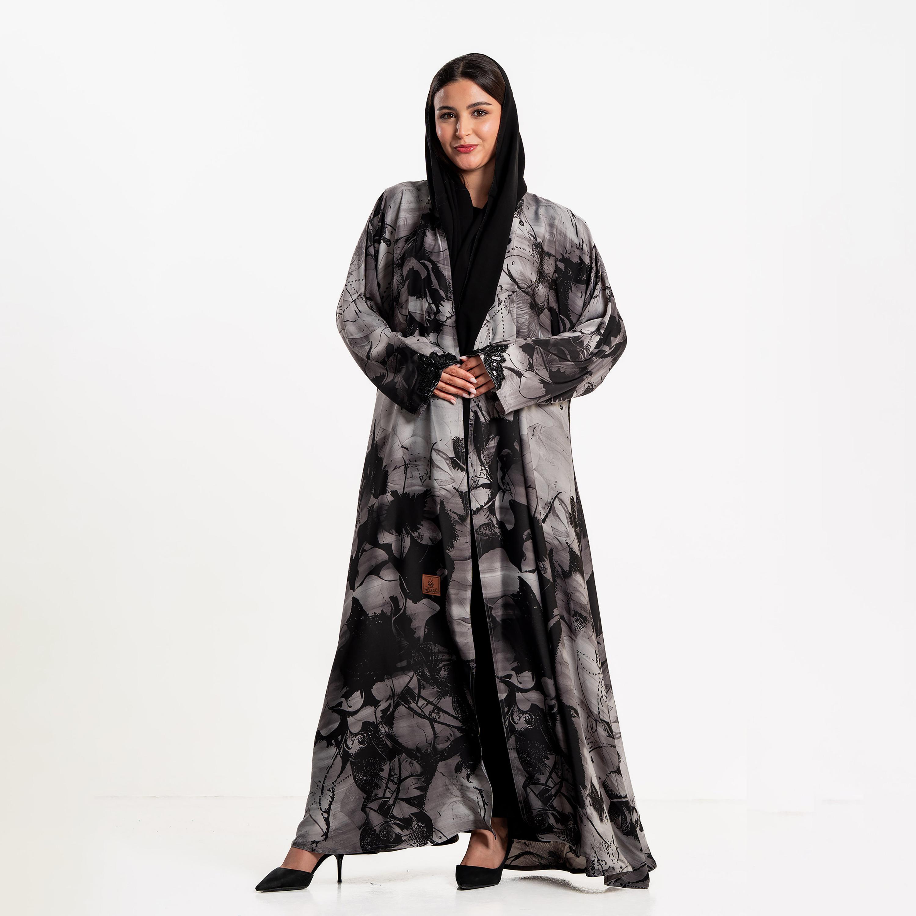 عباءة كلوش "كلاود" بطبعة زهور مع حجاب للنساء من زاهية-women-arabicclothing-abayas-image-1