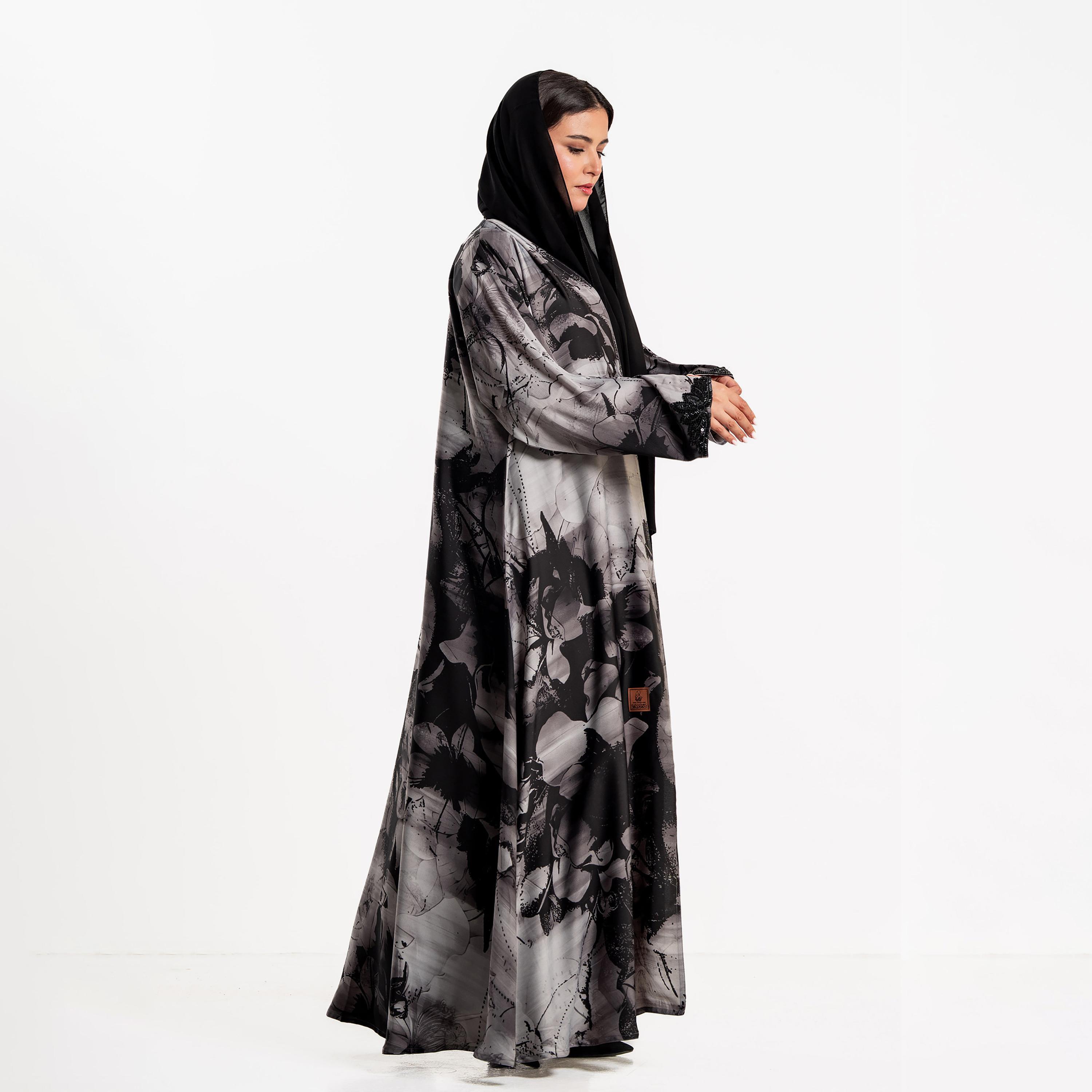 عباءة كلوش "كلاود" بطبعة زهور مع حجاب للنساء من زاهية-women-arabicclothing-abayas-image-2