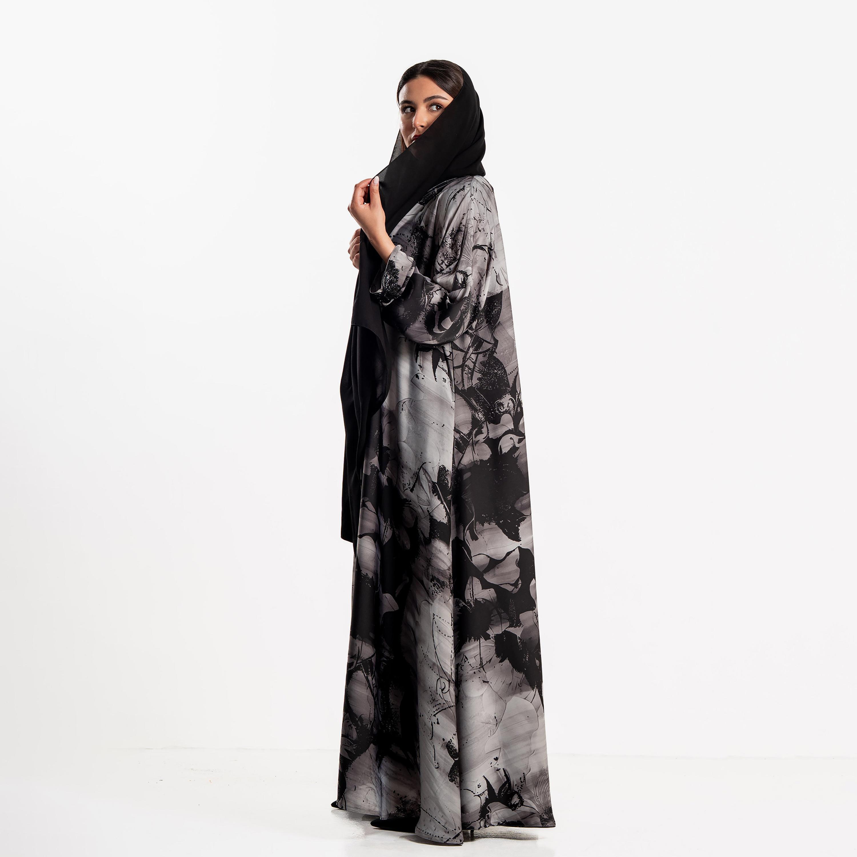 عباءة كلوش "كلاود" بطبعة زهور مع حجاب للنساء من زاهية-women-arabicclothing-abayas-image-3