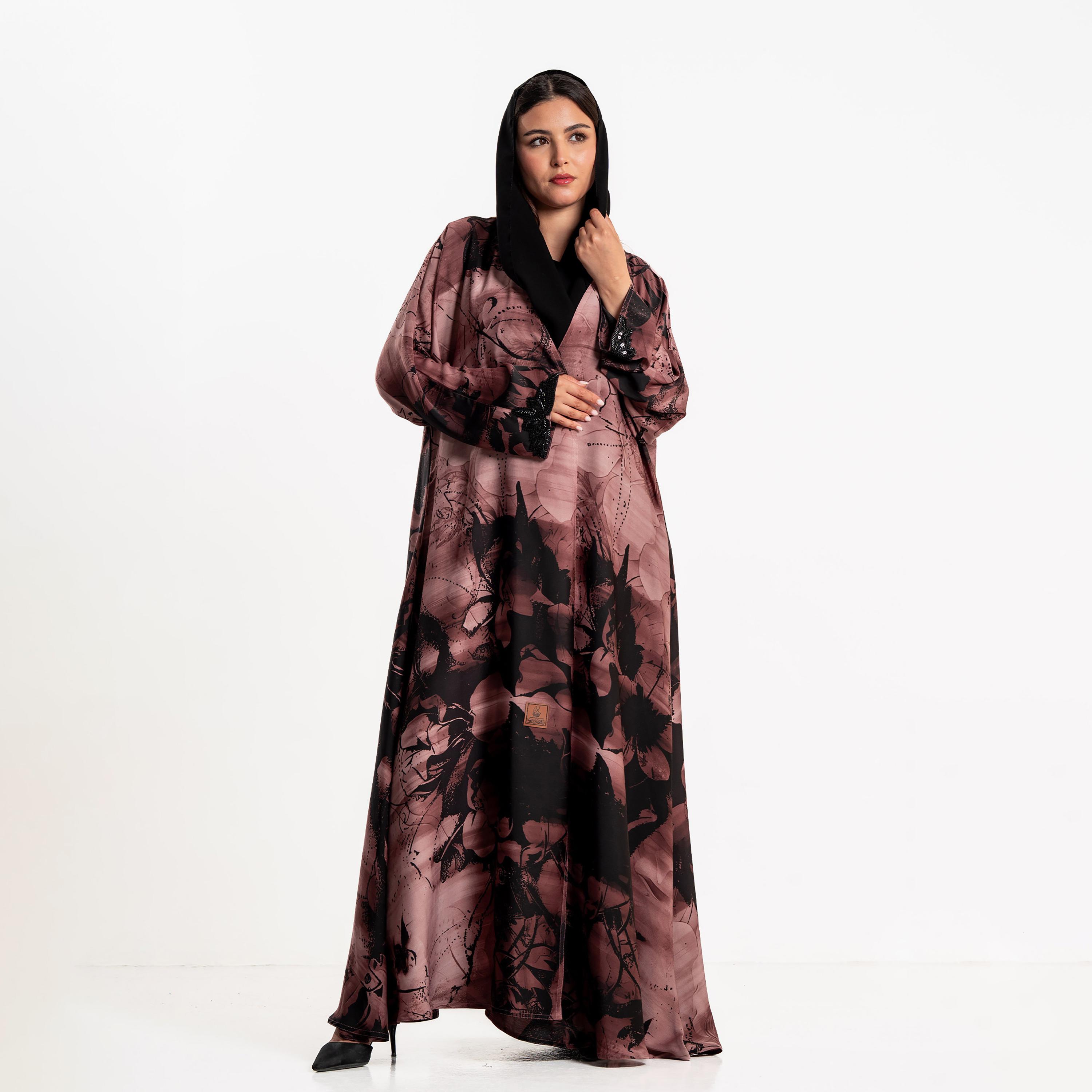عباءة كلوش "كلاود" بطبعة زهور مع حجاب للنساء من زاهية-women-arabicclothing-abayas-image-1