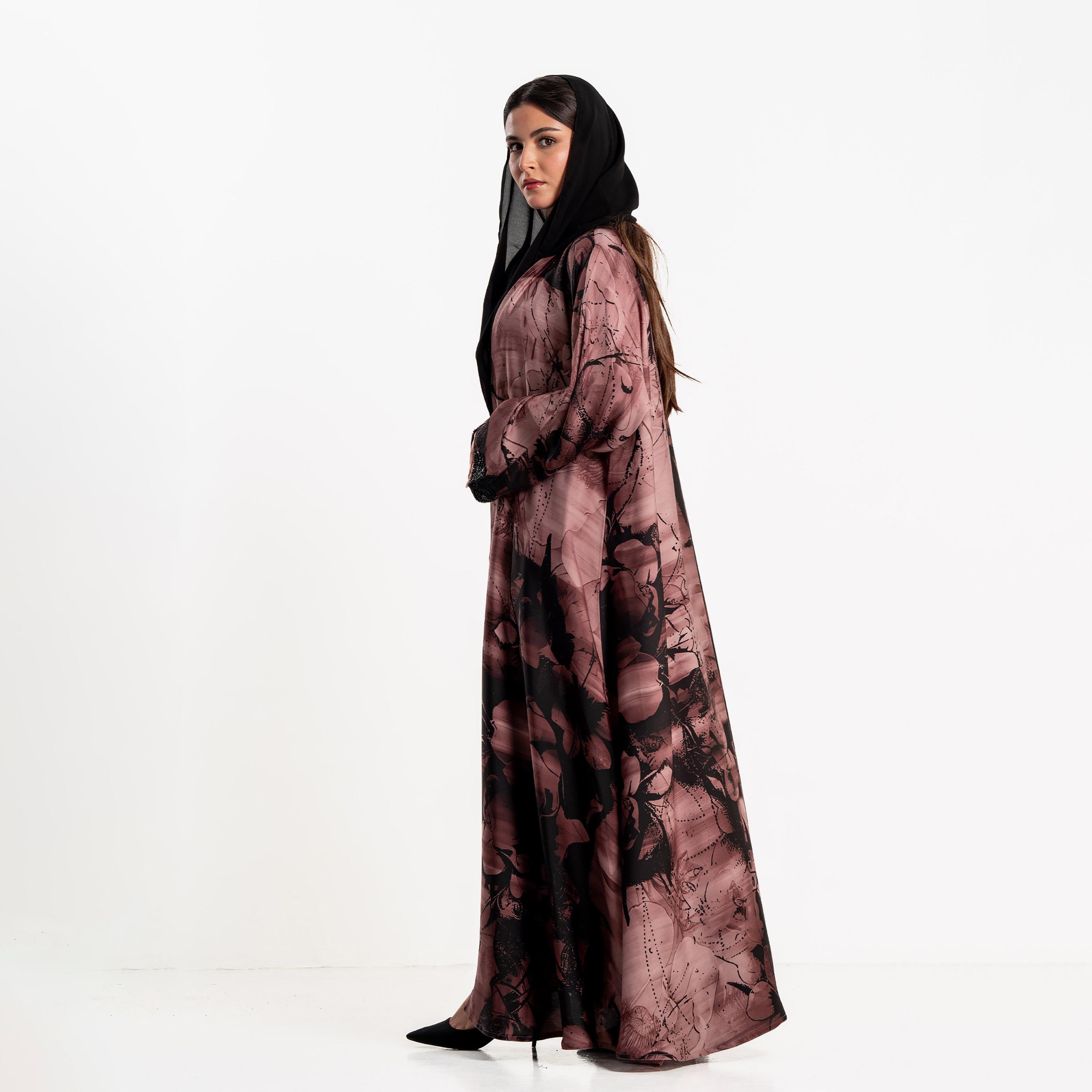 عباءة كلوش "كلاود" بطبعة زهور مع حجاب للنساء من زاهية-women-arabicclothing-abayas-image-2