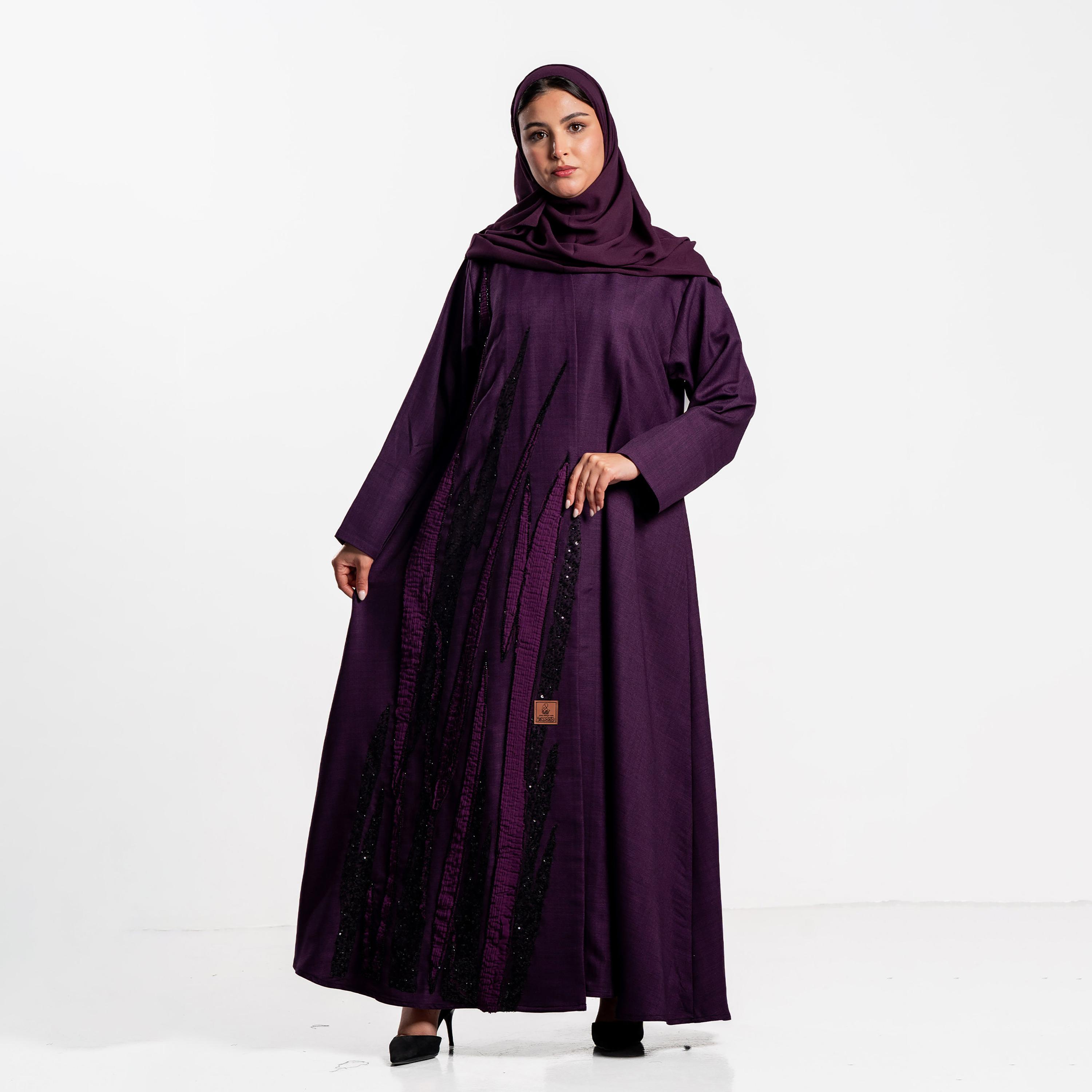 عباءة مزينة بالترتر مع حجاب للنساء من زاهية-women-arabicclothing-abayas-image-1