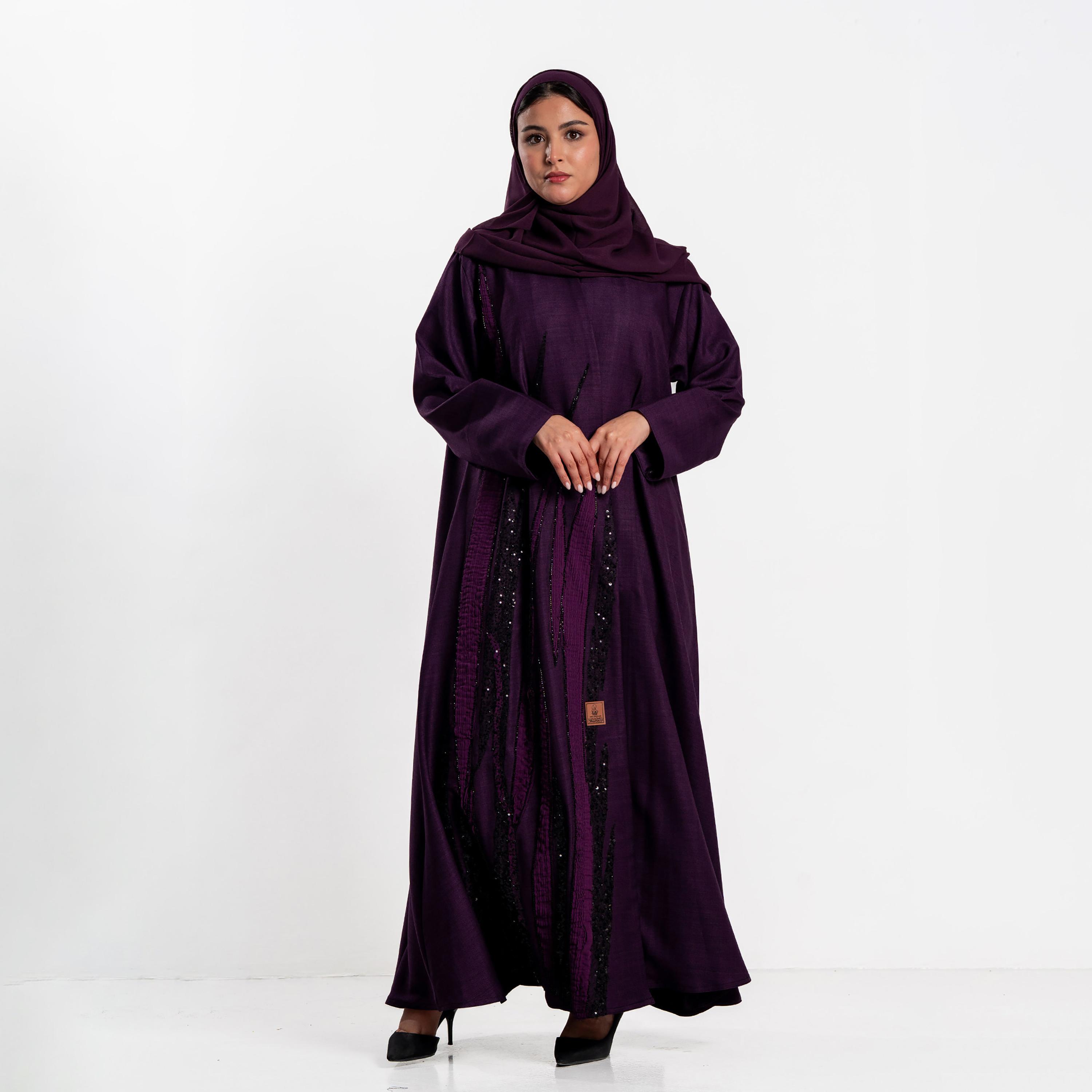 عباءة مزينة بالترتر مع حجاب للنساء من زاهية-women-arabicclothing-abayas-image-2