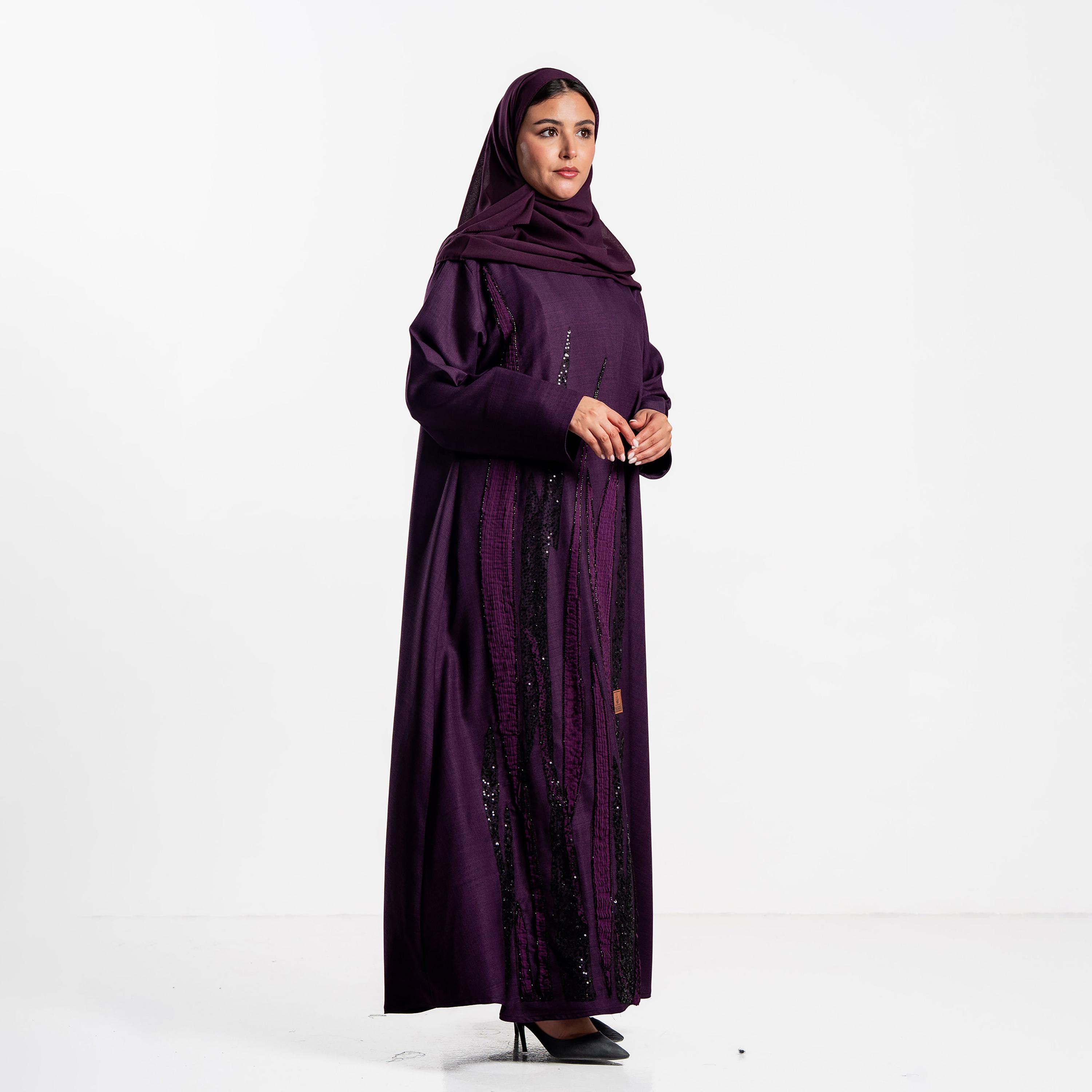 عباءة مزينة بالترتر مع حجاب للنساء من زاهية-women-arabicclothing-abayas-image-3