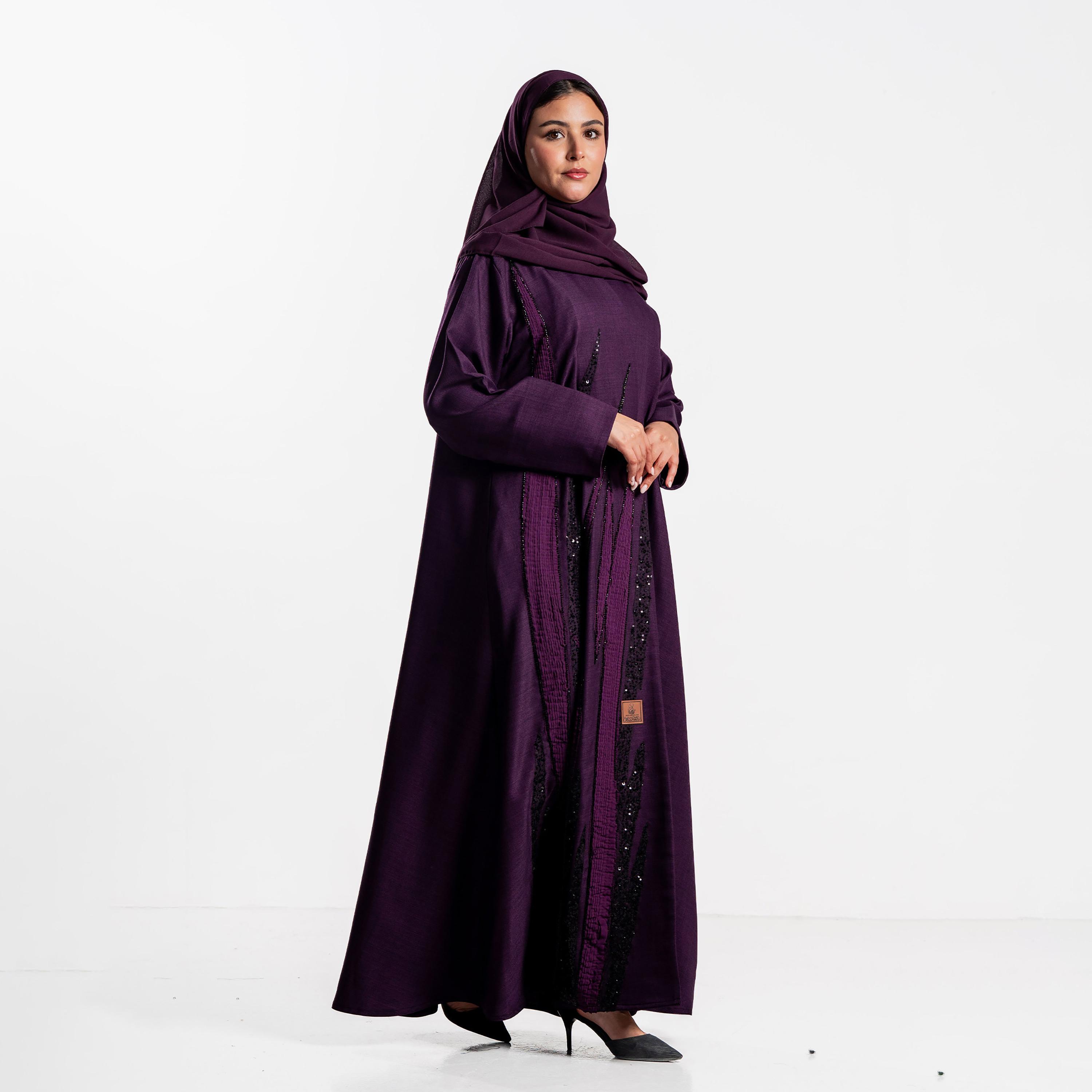 عباءة مزينة بالترتر مع حجاب للنساء من زاهية-women-arabicclothing-abayas-image-4