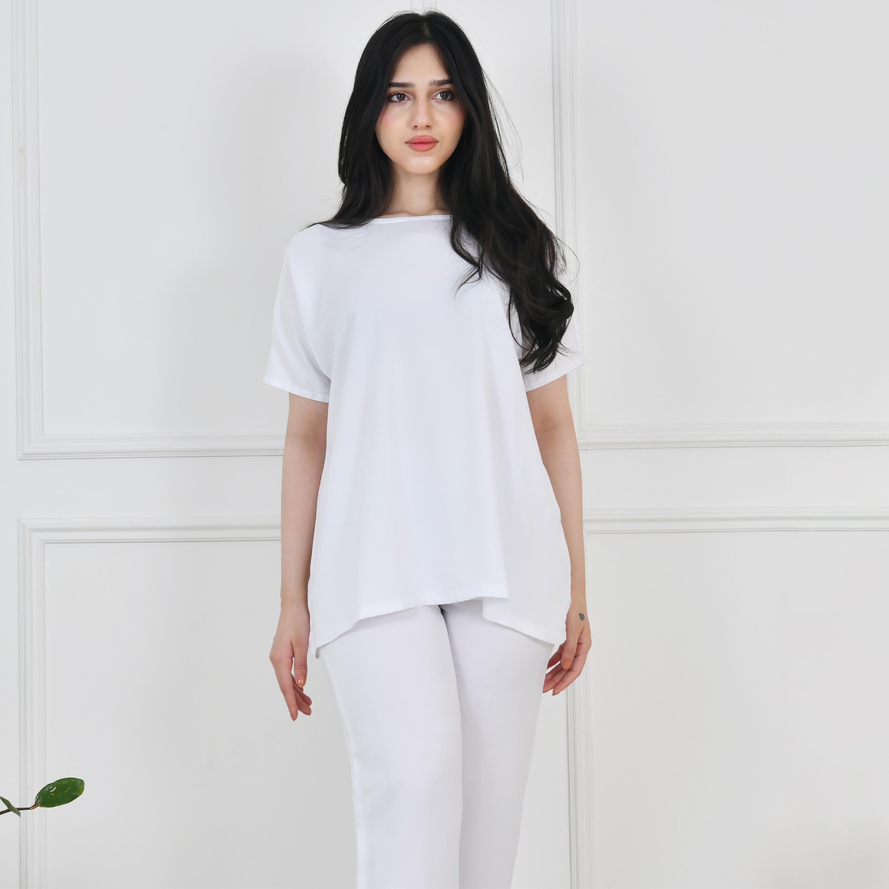 Hawraa White Balloon Sleeves Linen Women's Quarter-Flared Cut Hajj and Umrah Abaya with Hijab-women-arabicclothing-prayerclothing-image-14