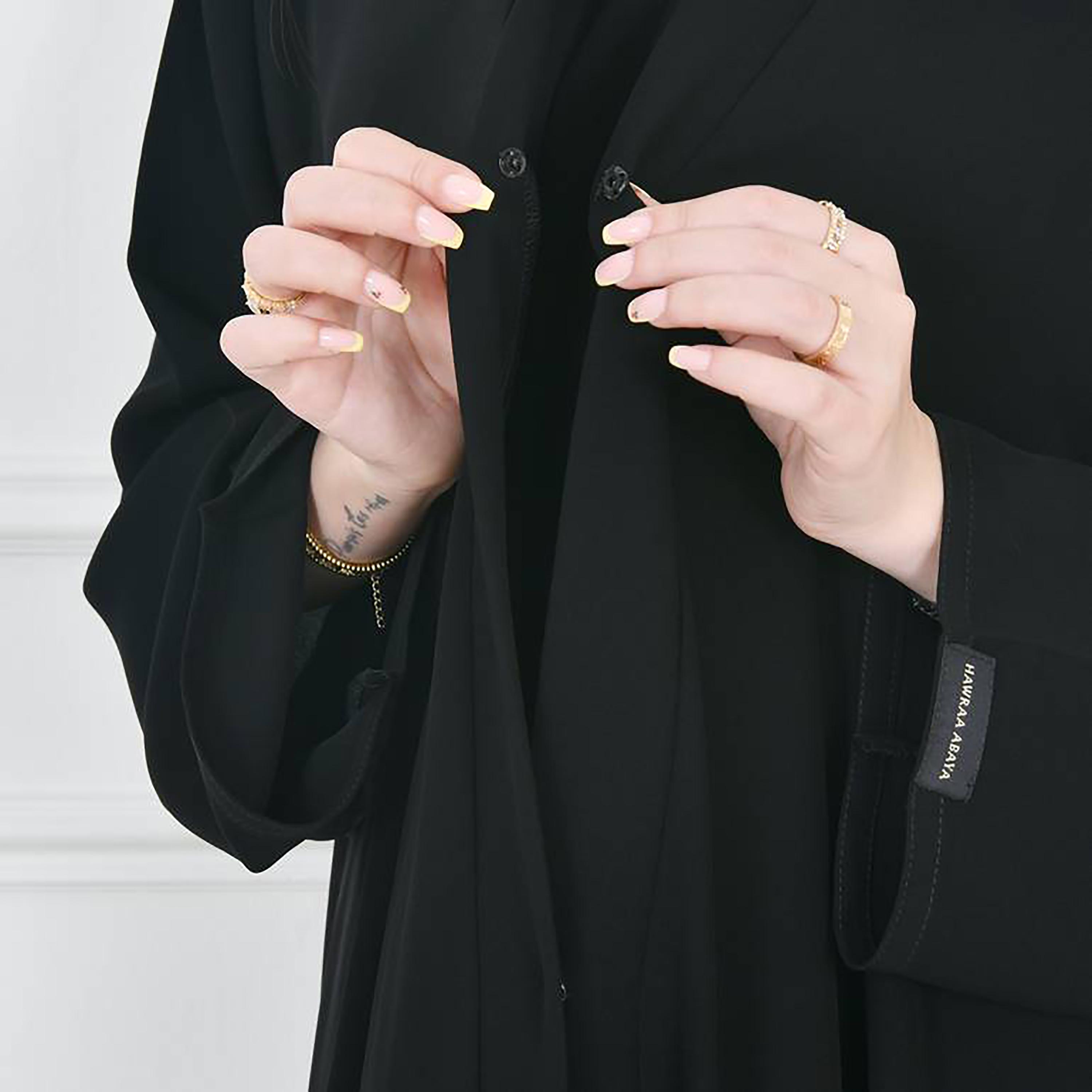 Hawraa Black Crepe Abaya with Hijab-women-arabicclothing-abayas-image-3