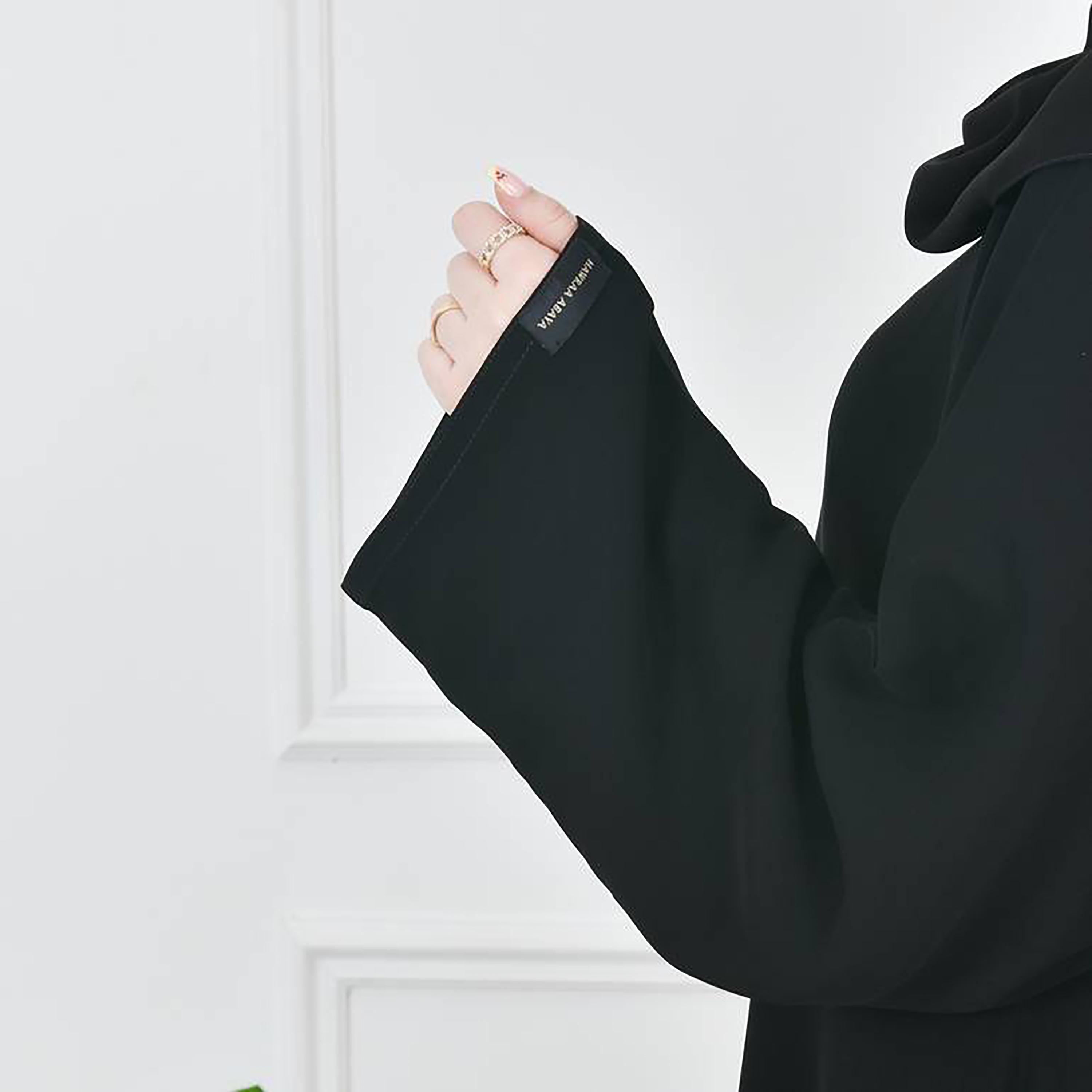 Hawraa Black Crepe Abaya with Hijab-women-arabicclothing-abayas-image-4