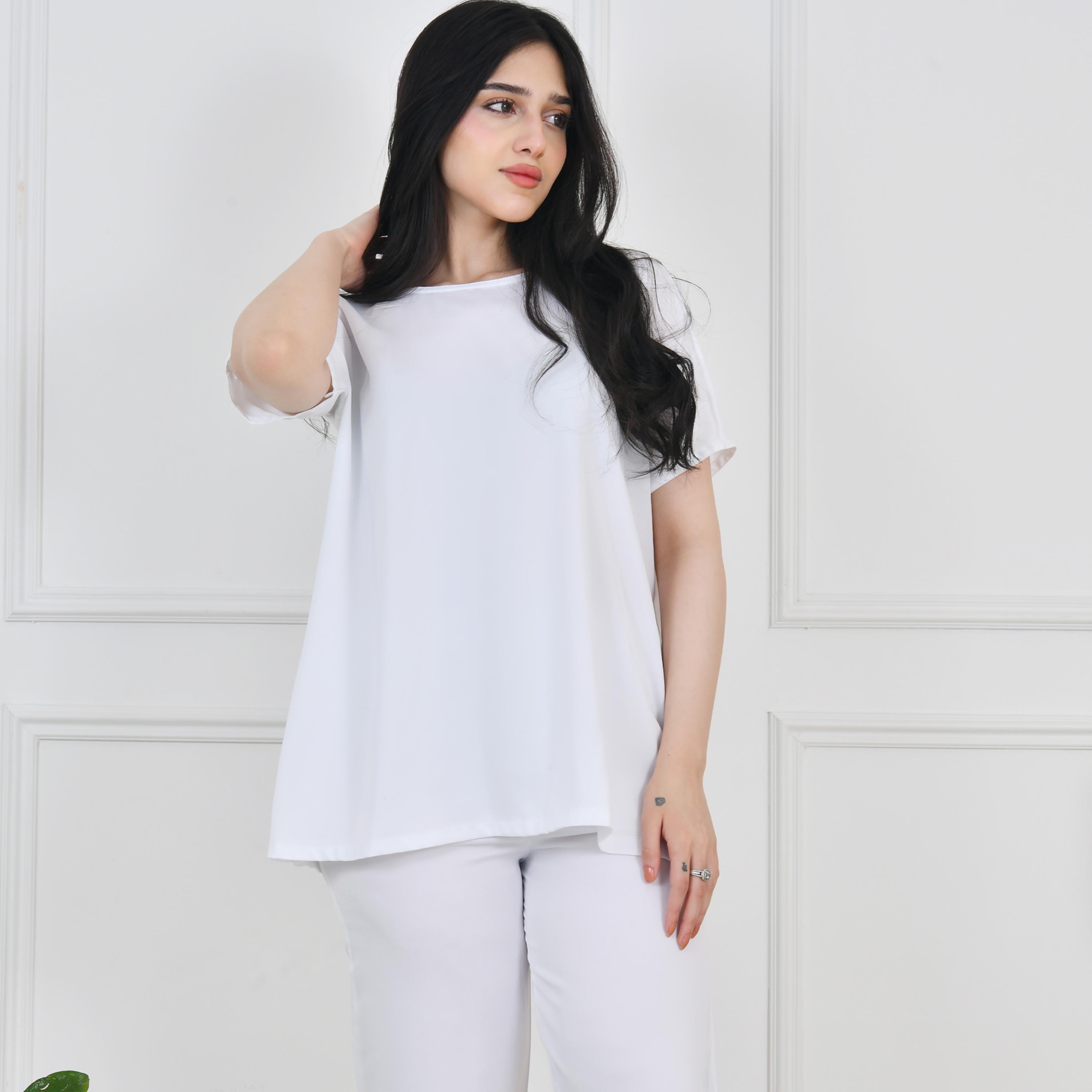 Hawraa 2-Piece White Crepe Under Abaya Top and Trousers-women-arabicclothing-prayerclothing-image-2