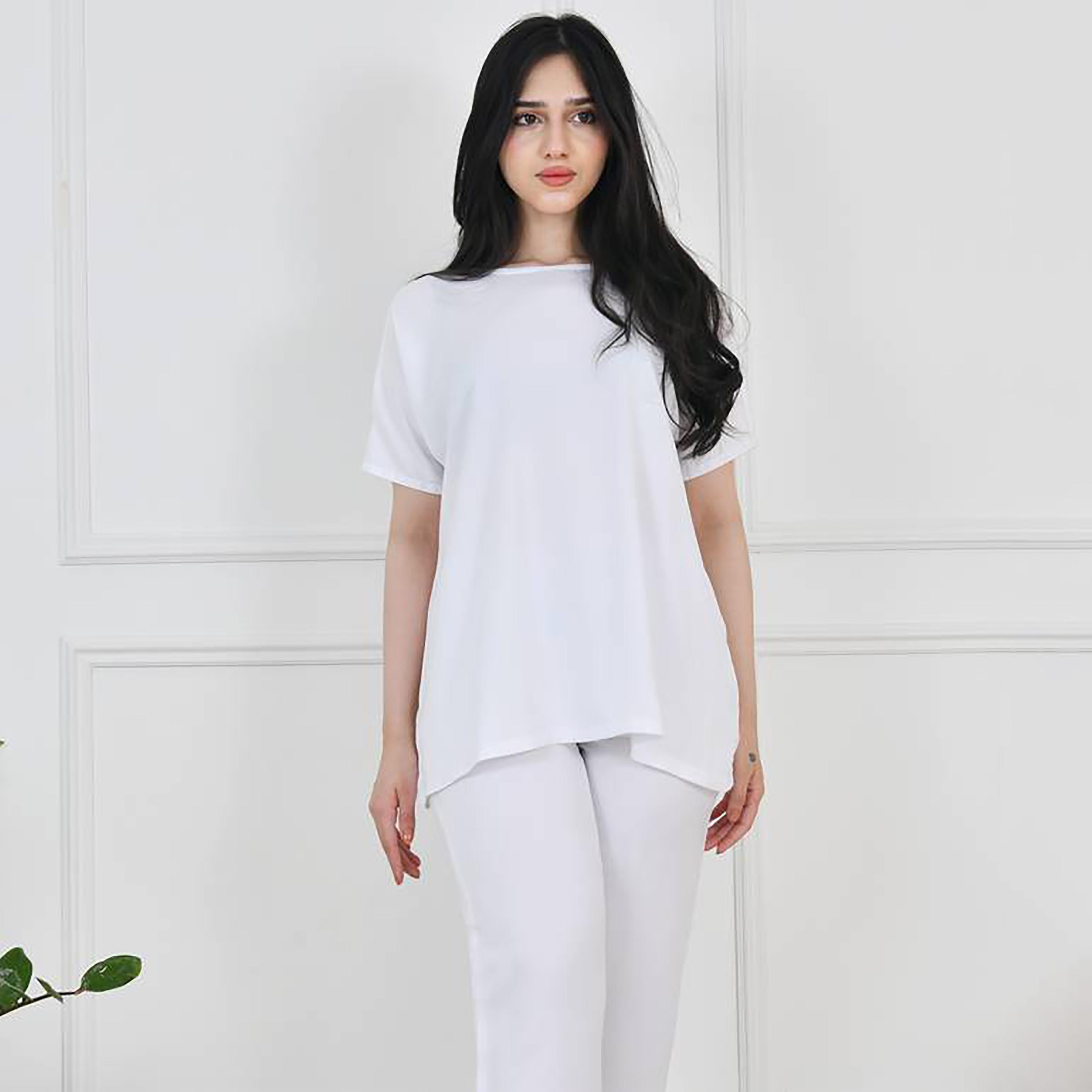 Hawraa 2-Piece White Crepe Under Abaya Top and Trousers-women-arabicclothing-prayerclothing-image-3