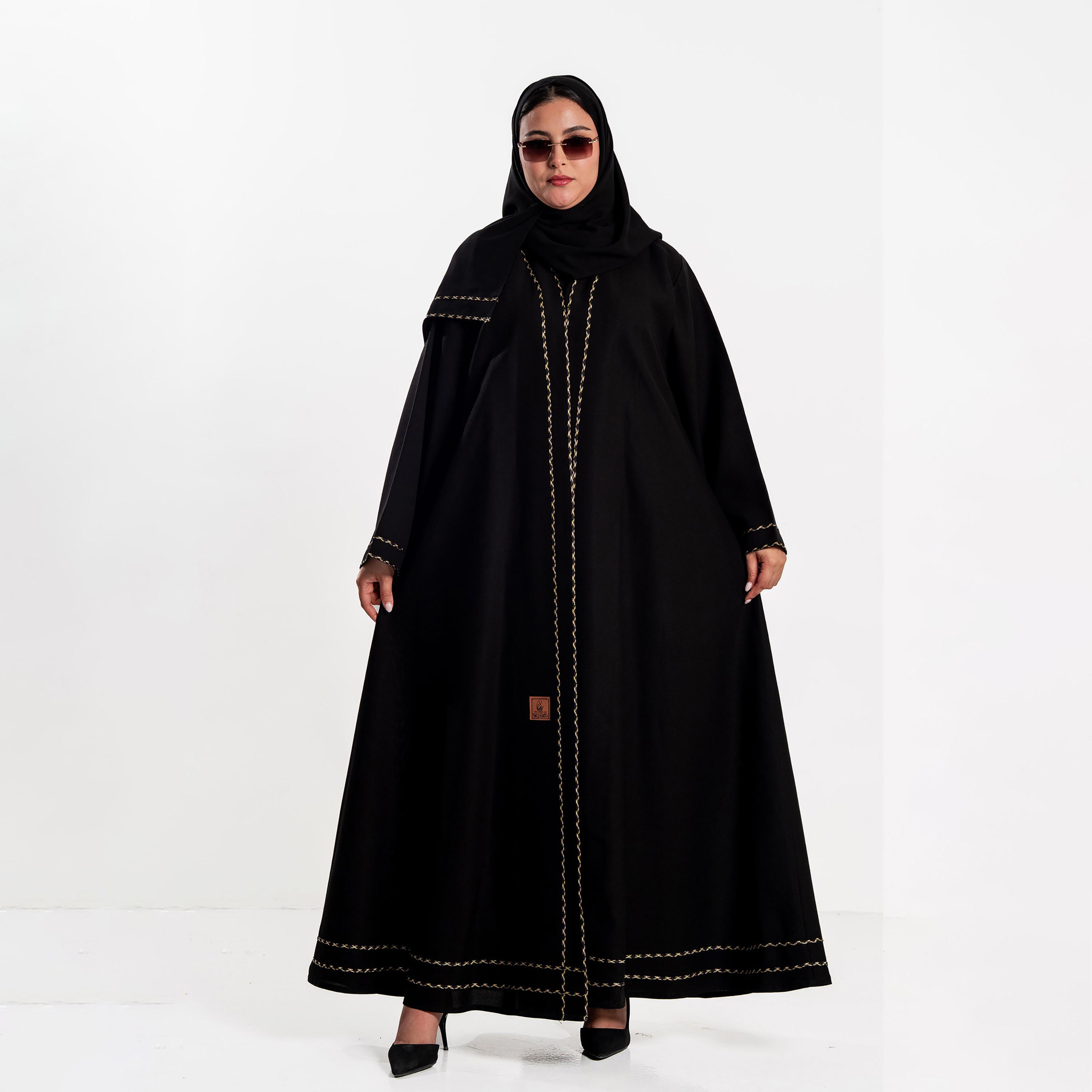 Zahiyh Black Wide Sleeves Women's Abaya with Hijab-women-arabicclothing-abayas-image-1