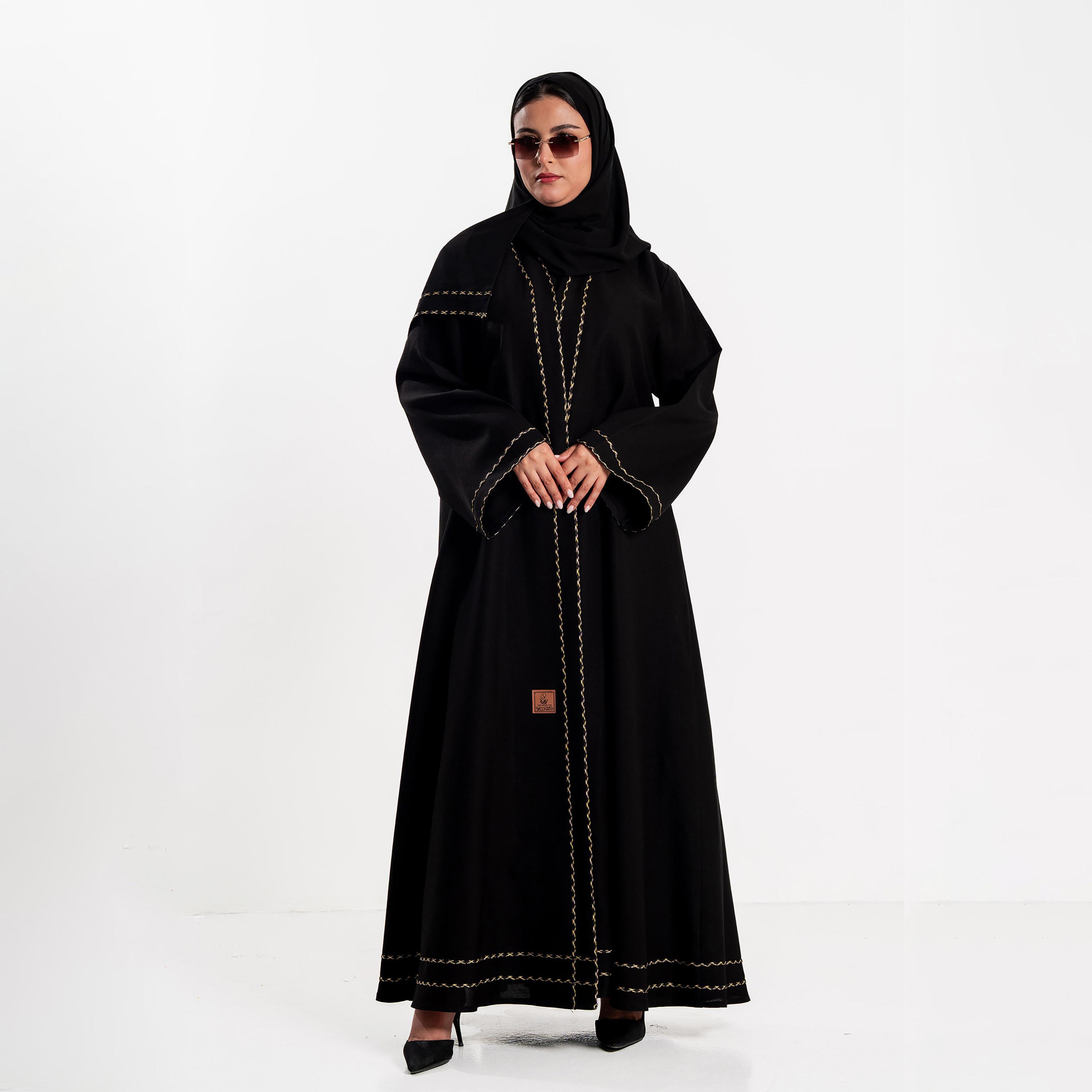 Zahiyh Black Wide Sleeves Women's Abaya with Hijab-women-arabicclothing-abayas-image-2