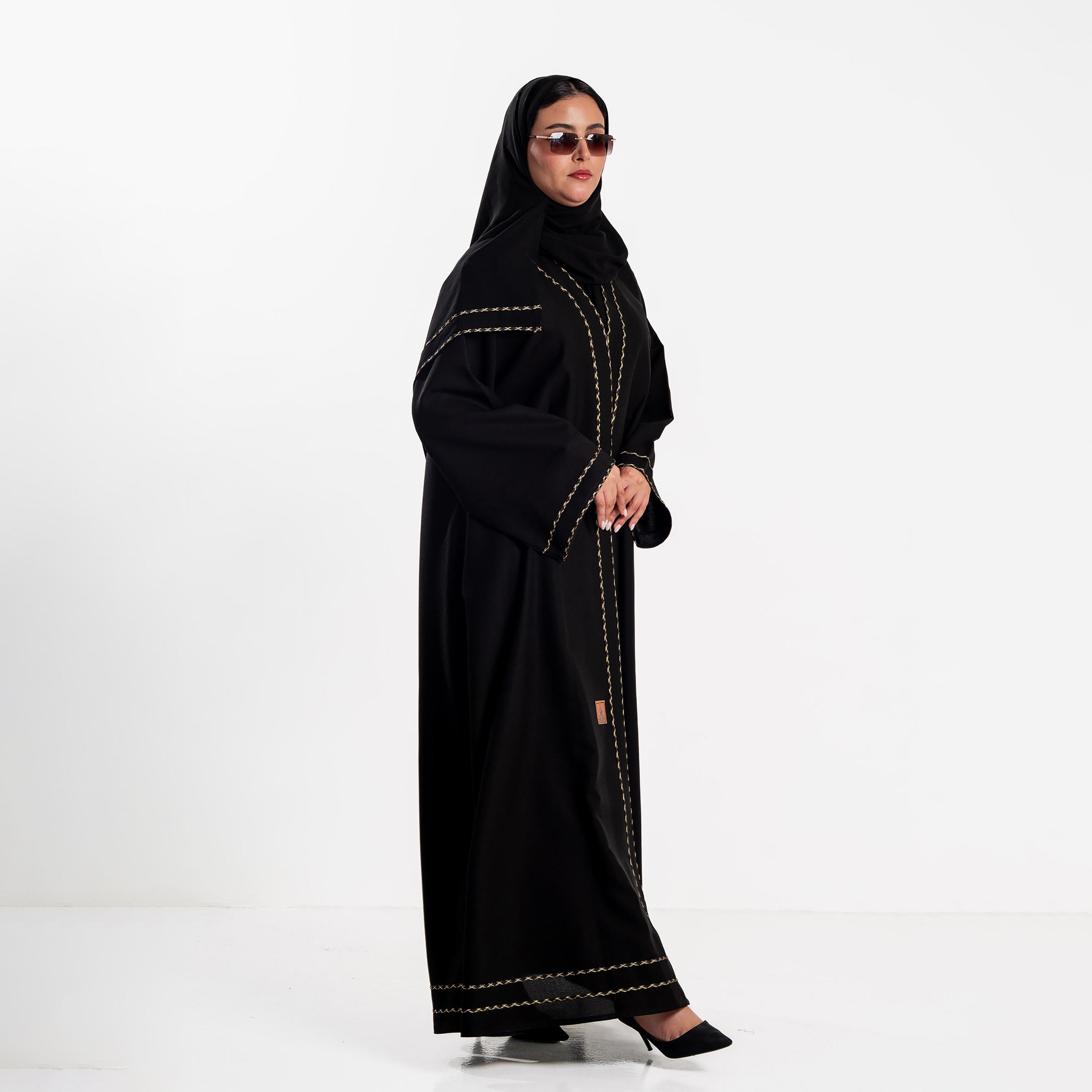 Zahiyh Black Wide Sleeves Women's Abaya with Hijab-women-arabicclothing-abayas-image-3