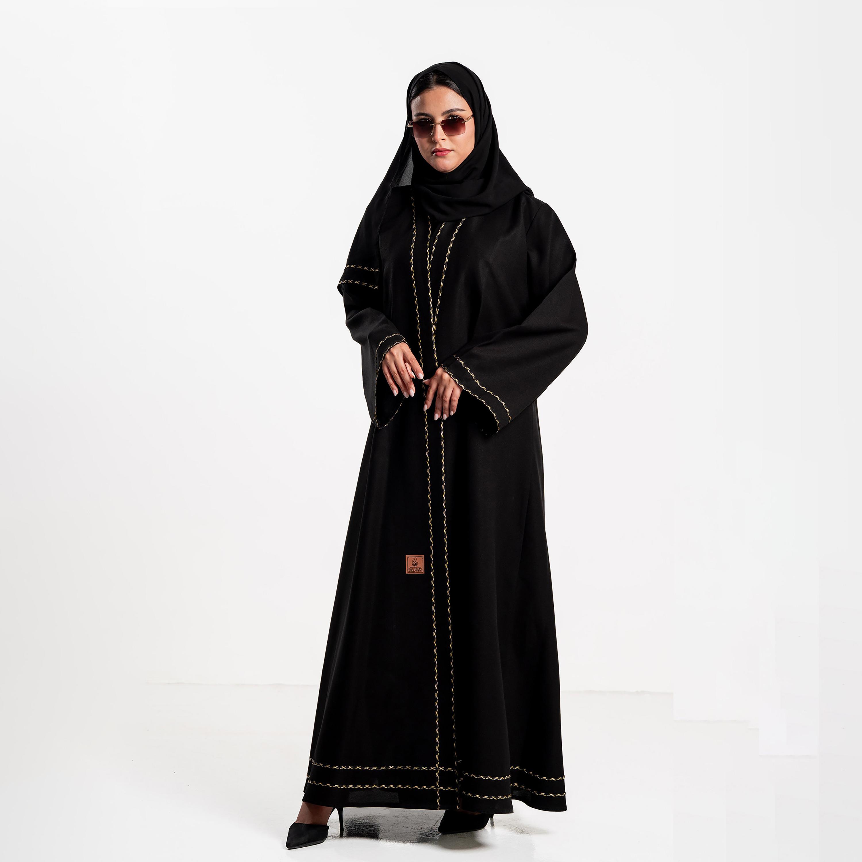 Zahiyh Black Wide Sleeves Women's Abaya with Hijab-women-arabicclothing-abayas-image-4