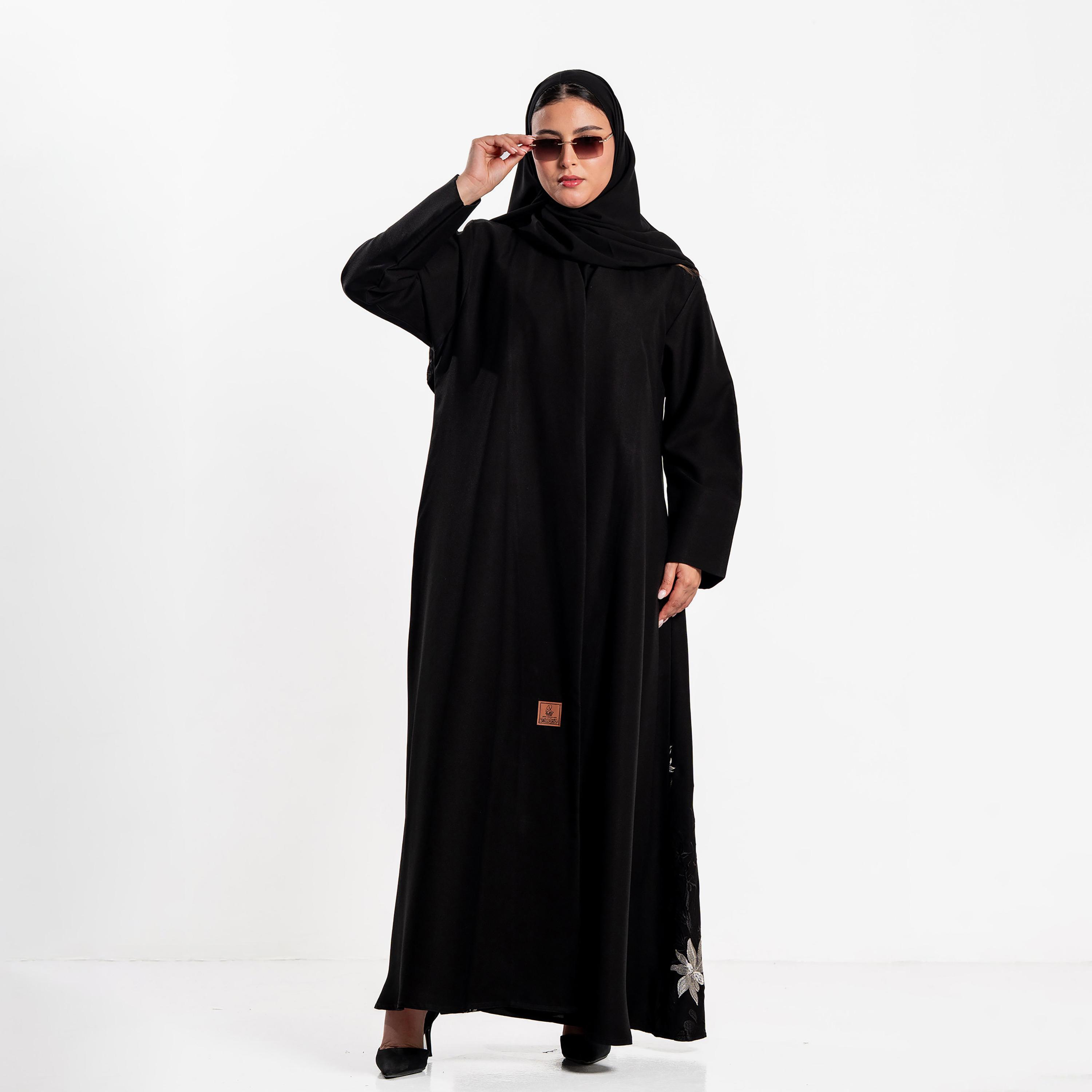 Zahiyh Floral Embroidered Women's Evening Abaya with Hijab-women-arabicclothing-abayas-image-1