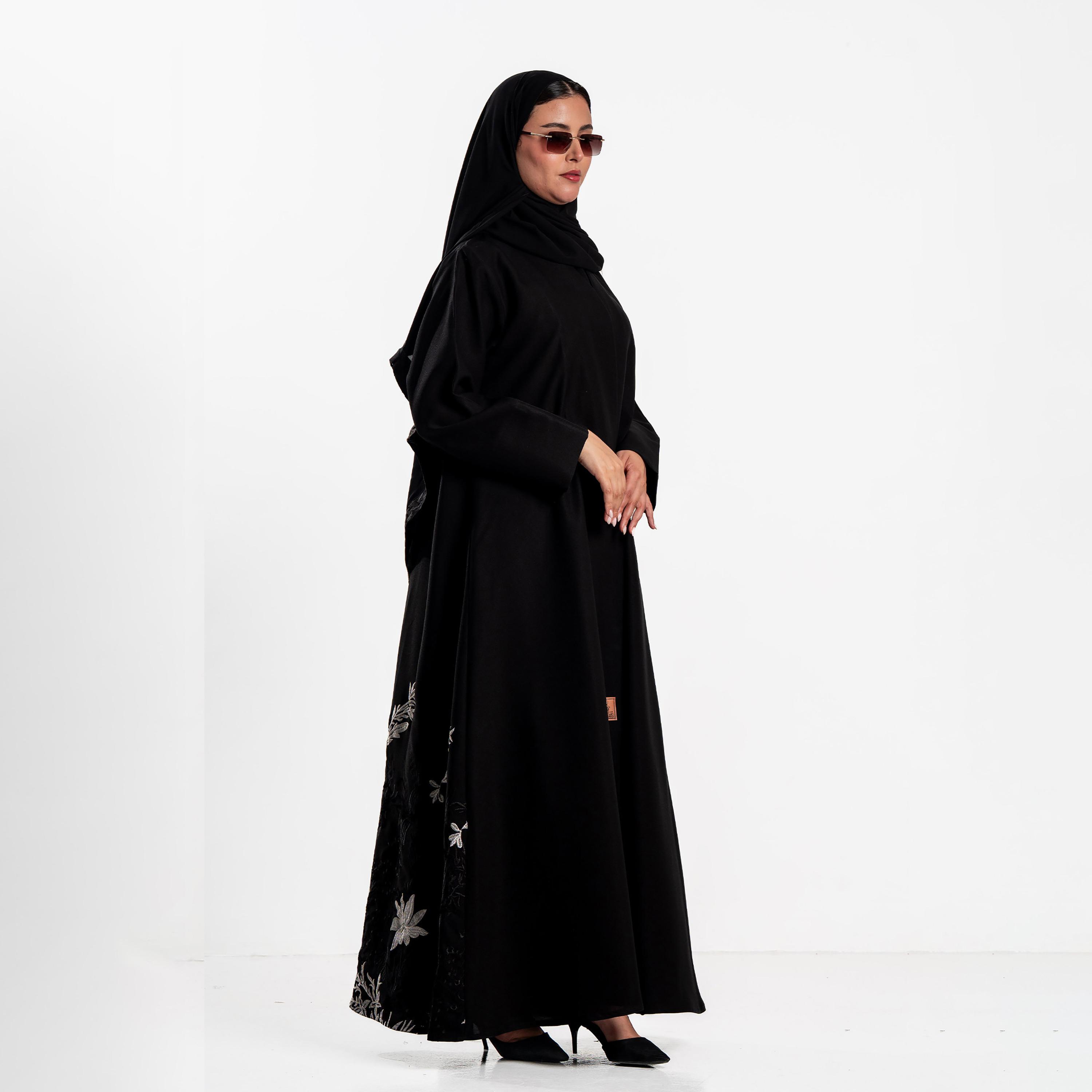 Zahiyh Floral Embroidered Women's Evening Abaya with Hijab-women-arabicclothing-abayas-image-2
