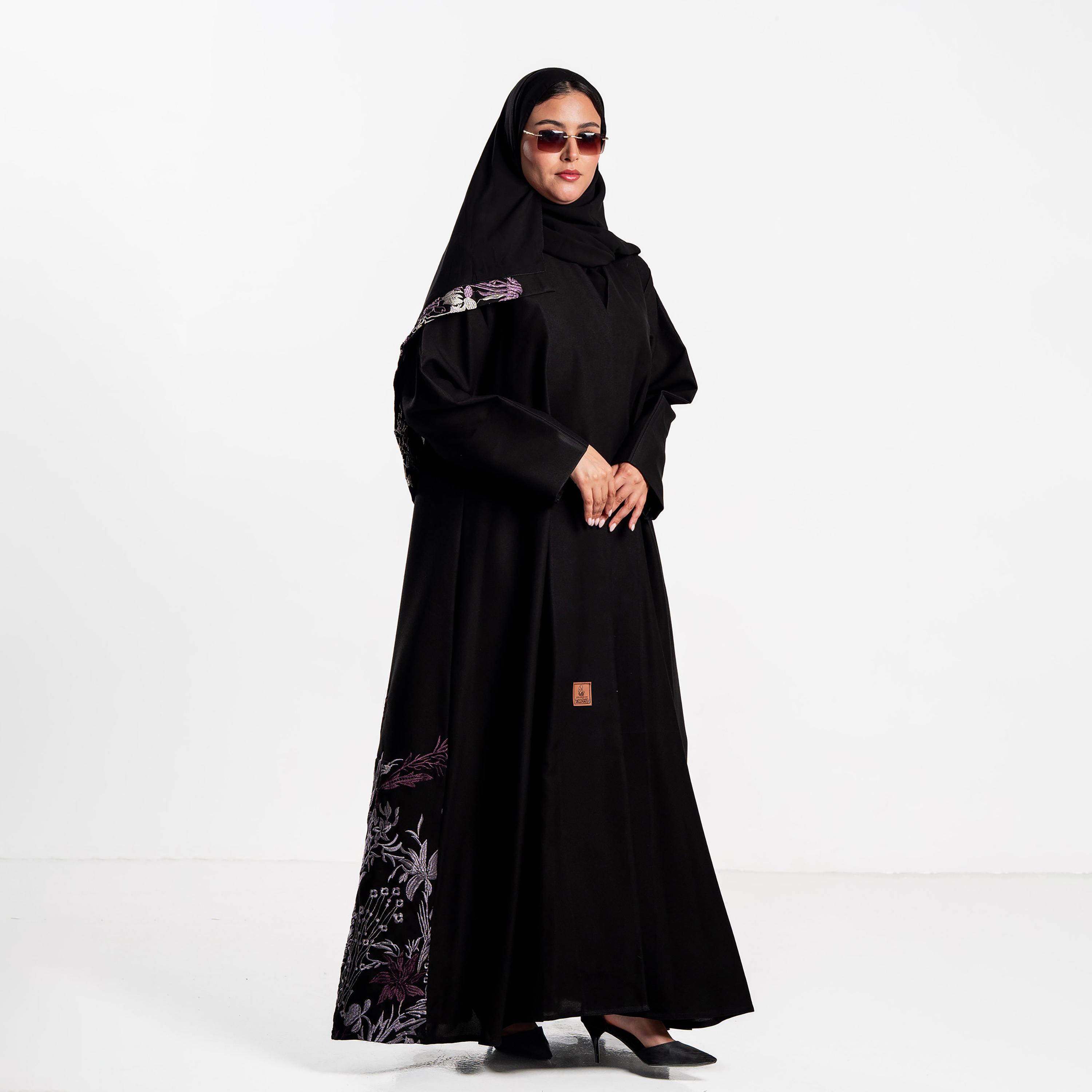 Zahiyh Floral Embroidered Women's Evening Abaya with Hijab-women-arabicclothing-abayas-image-1