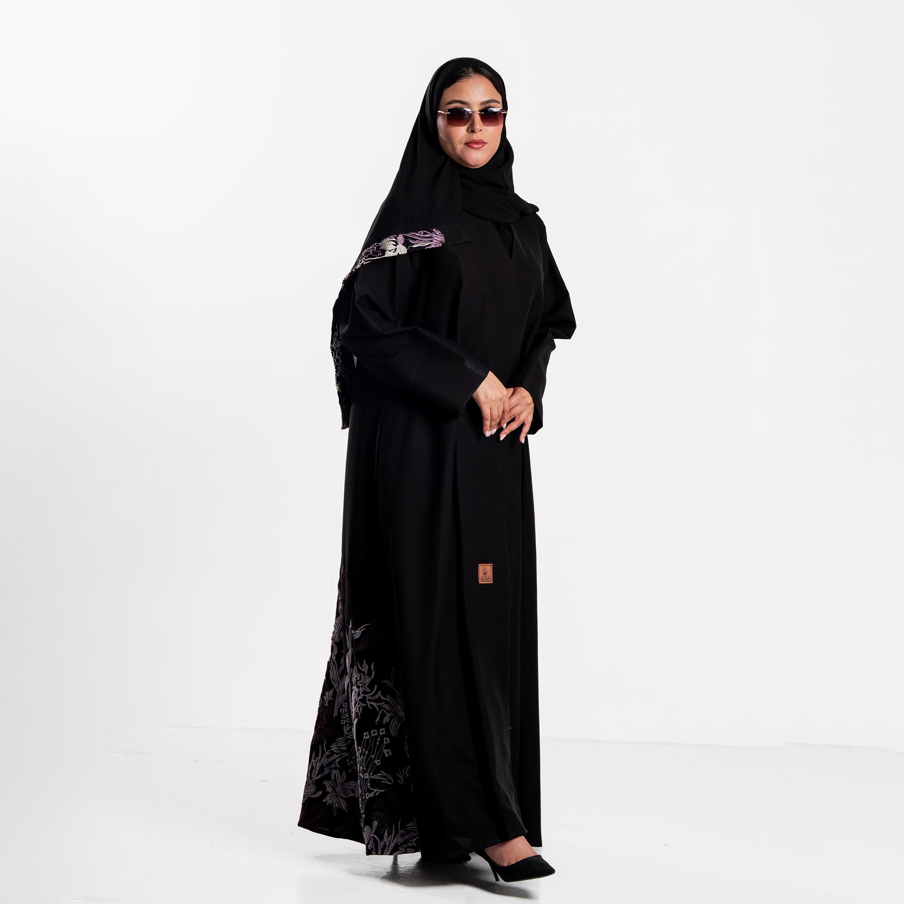 Zahiyh Floral Embroidered Women's Evening Abaya with Hijab-women-arabicclothing-abayas-image-2