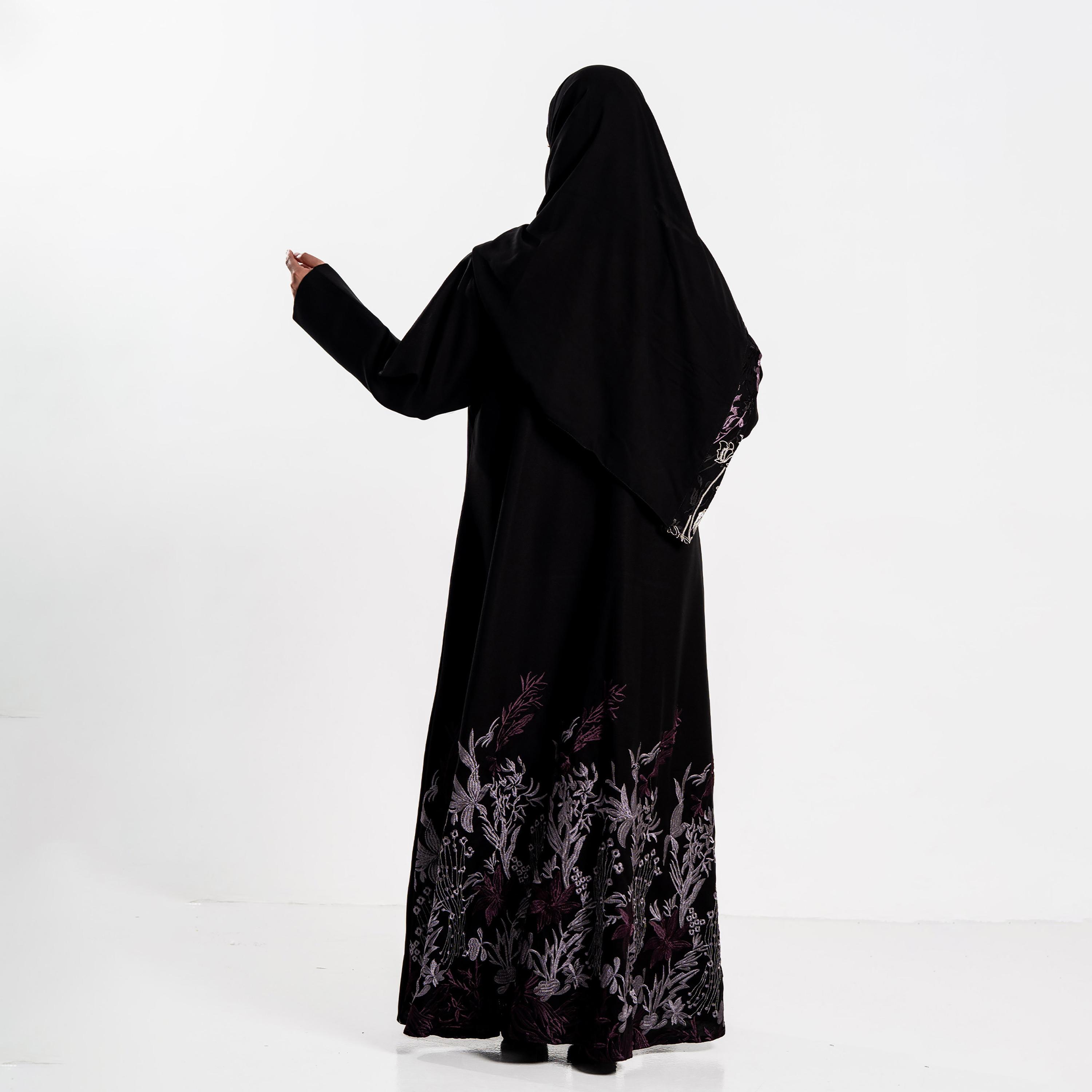 Zahiyh Floral Embroidered Women's Evening Abaya with Hijab-women-arabicclothing-abayas-image-3