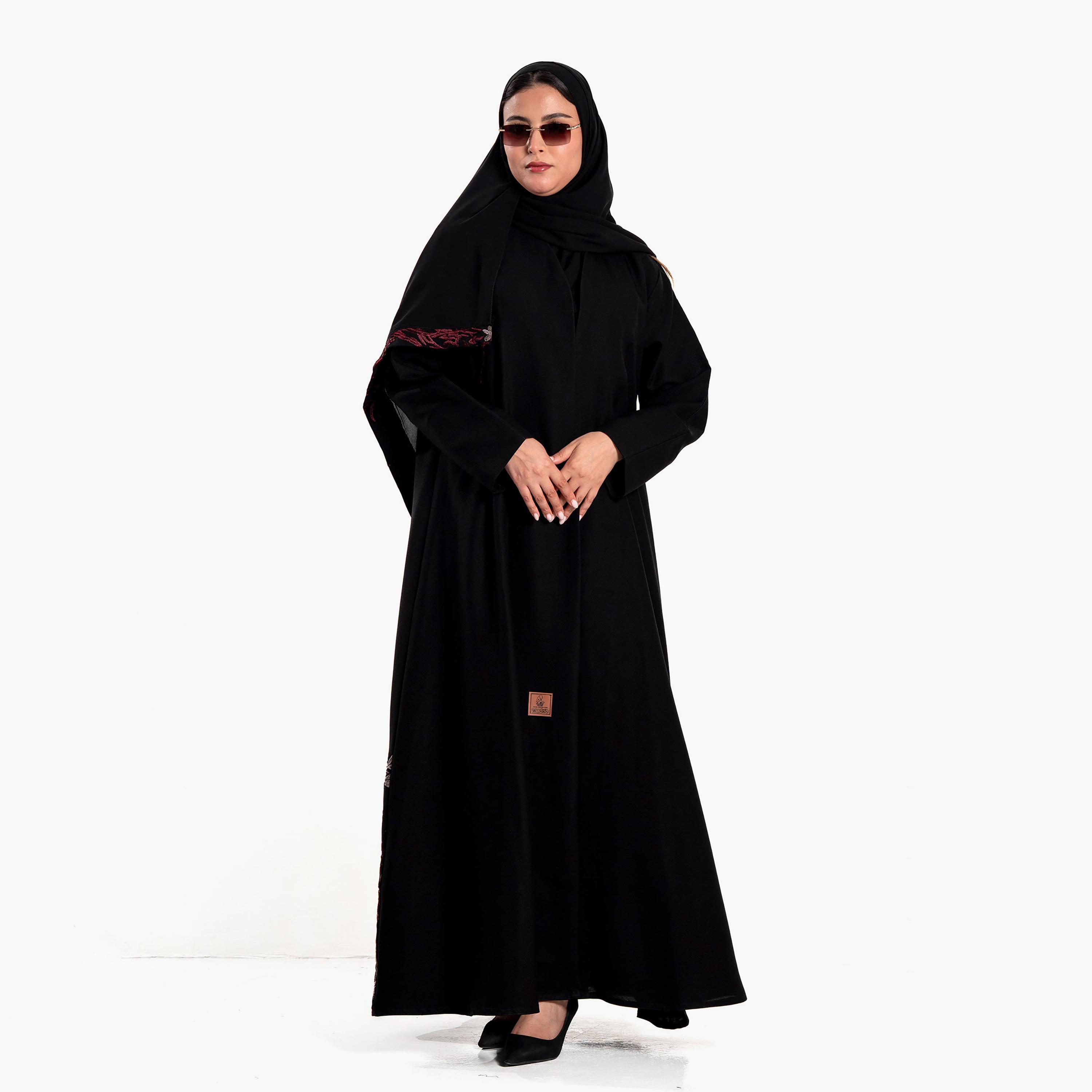 Zahiyh Floral Embroidered Women's Evening Abaya with Hijab-women-arabicclothing-abayas-image-2