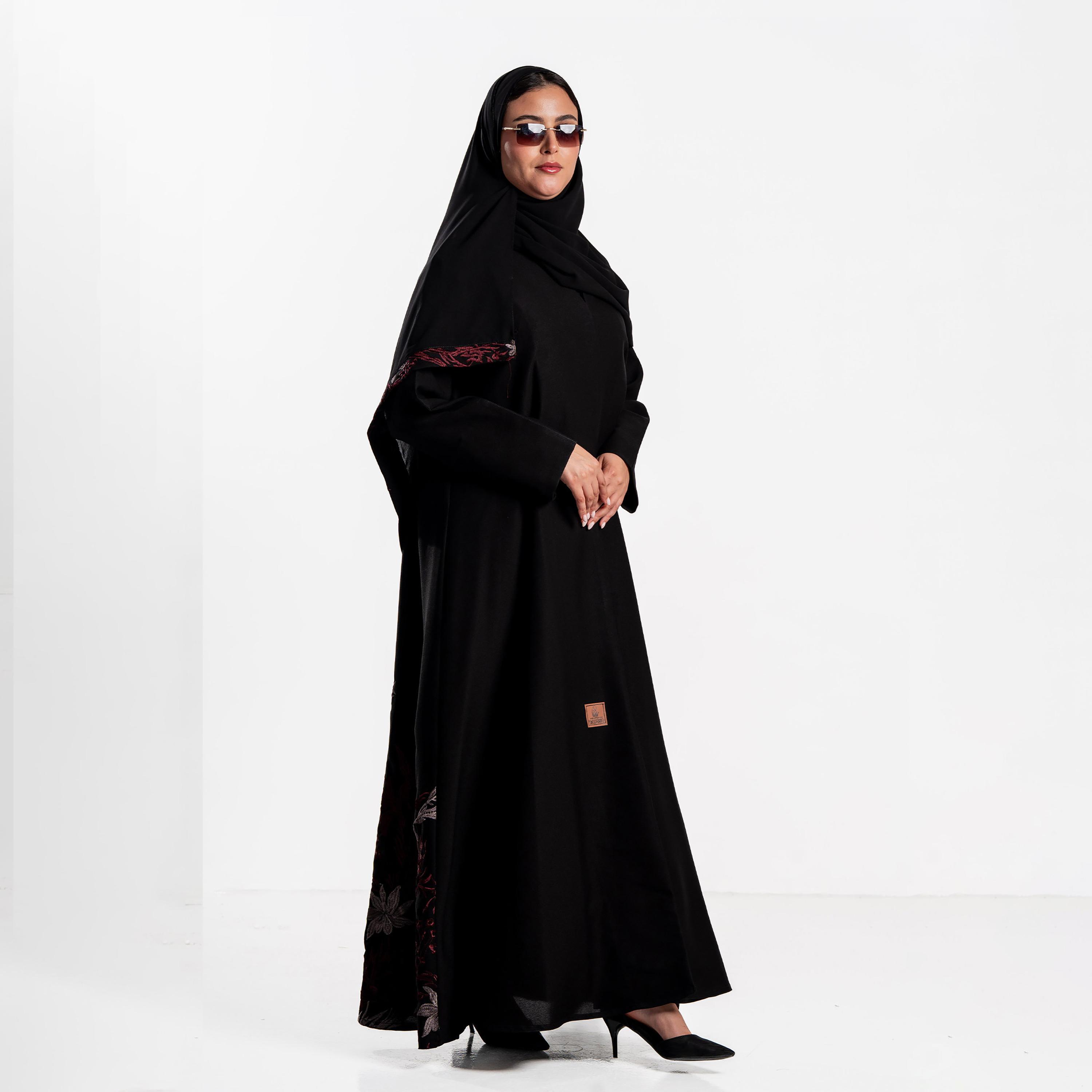 Zahiyh Floral Embroidered Women's Evening Abaya with Hijab-women-arabicclothing-abayas-image-3