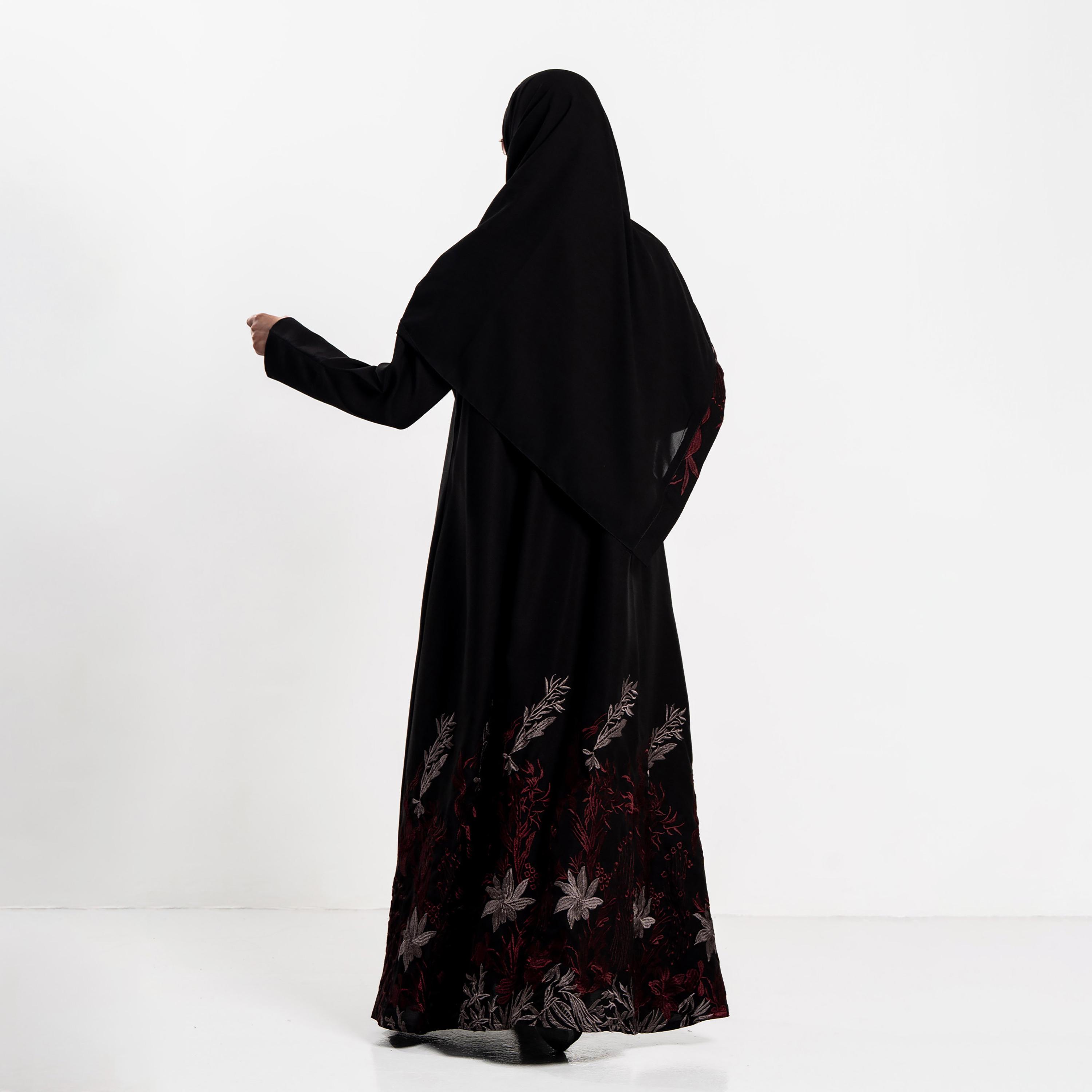 Zahiyh Floral Embroidered Women's Evening Abaya with Hijab-women-arabicclothing-abayas-image-4