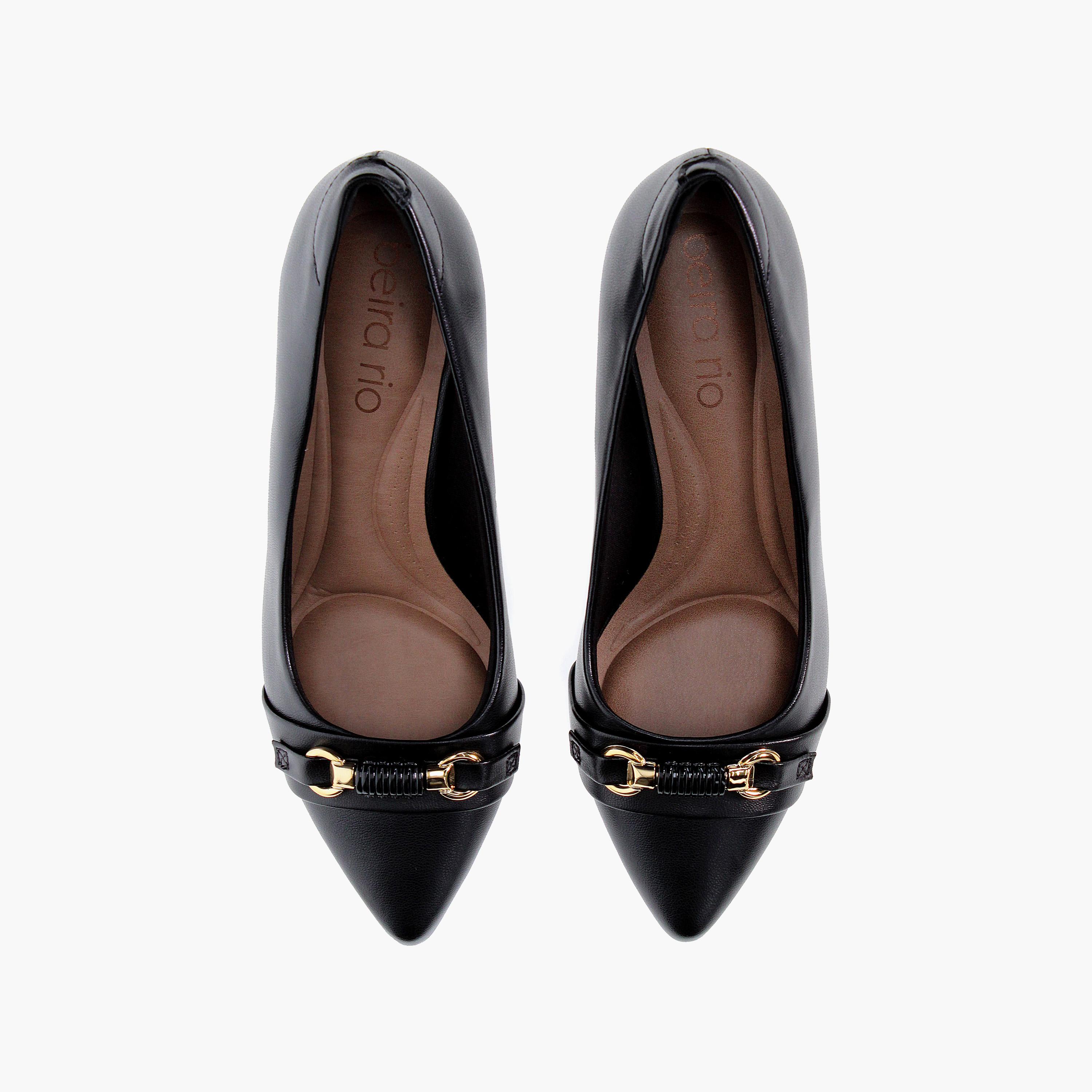 Beira Rio by Geoomnii  Women's Kitten Heel Pumps with Gold Buckle Detail | 4076-1313-9569    -women-shoes-heels-image-5
