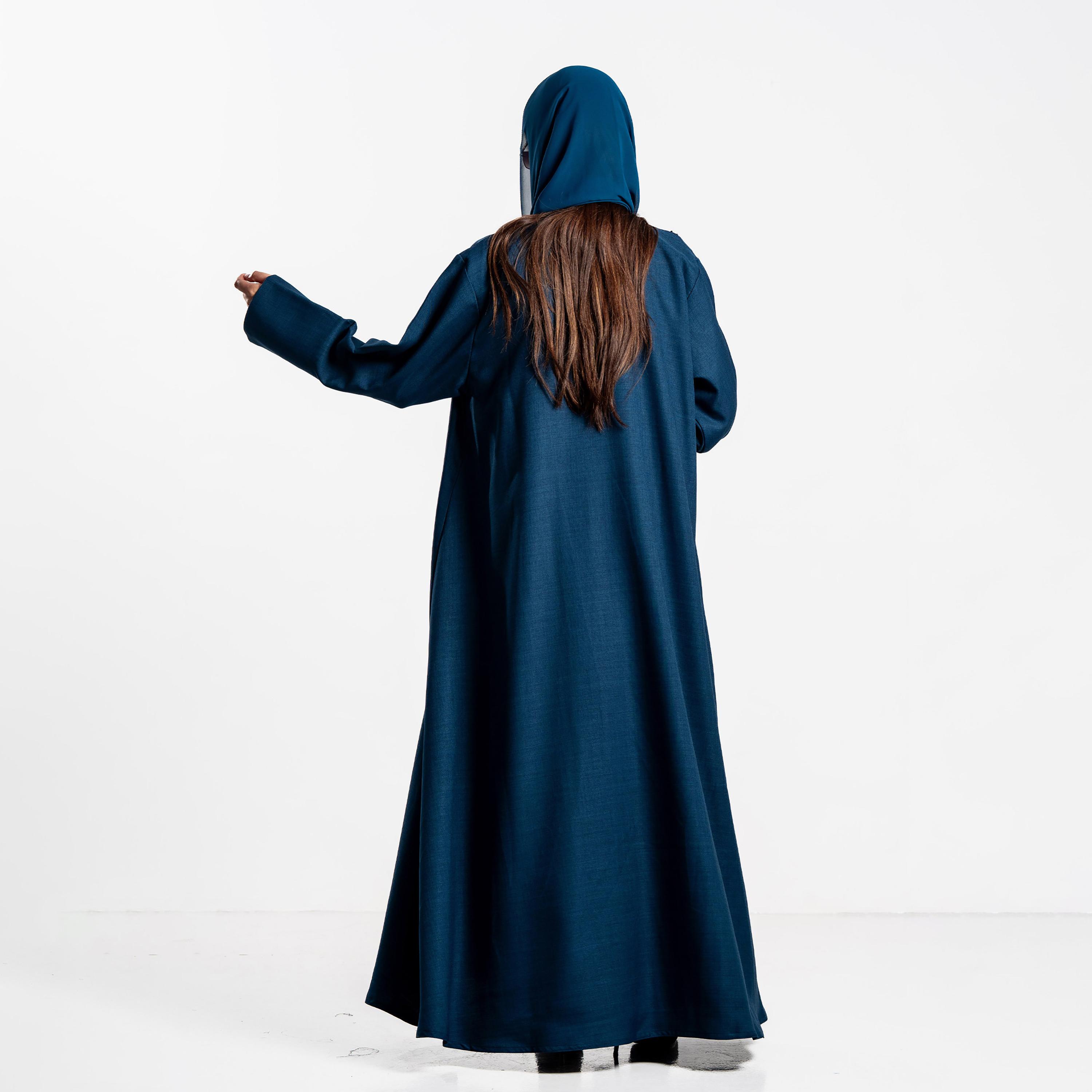 Zahiyh Beaded Lace Panel Women's Evening Flared Abaya with Hijab-women-arabicclothing-abayas-image-3