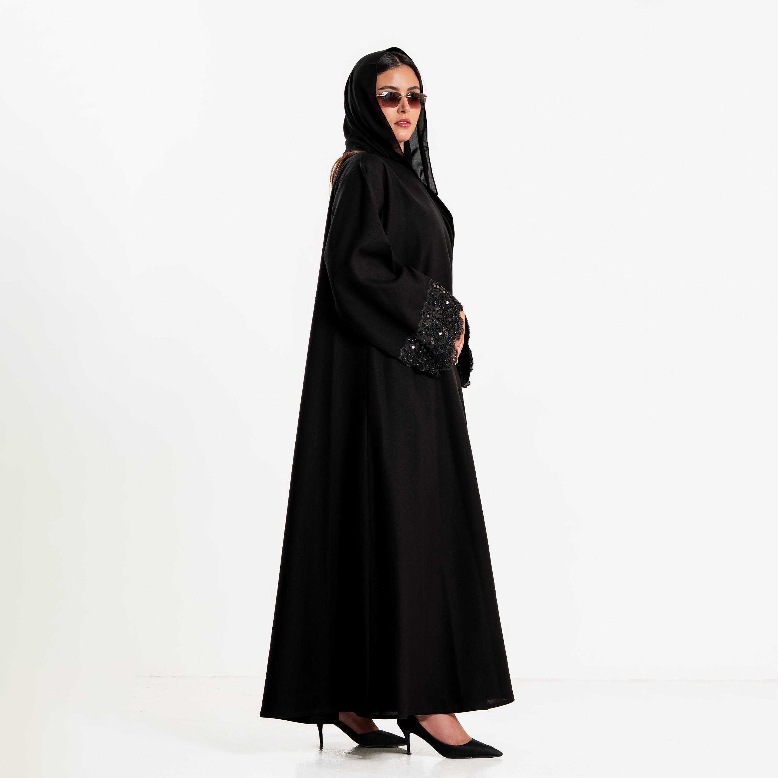 Zahiyh Embroidered Cuff Wide Sleeves Women's Abaya with Hijab-women-arabicclothing-abayas-image-3